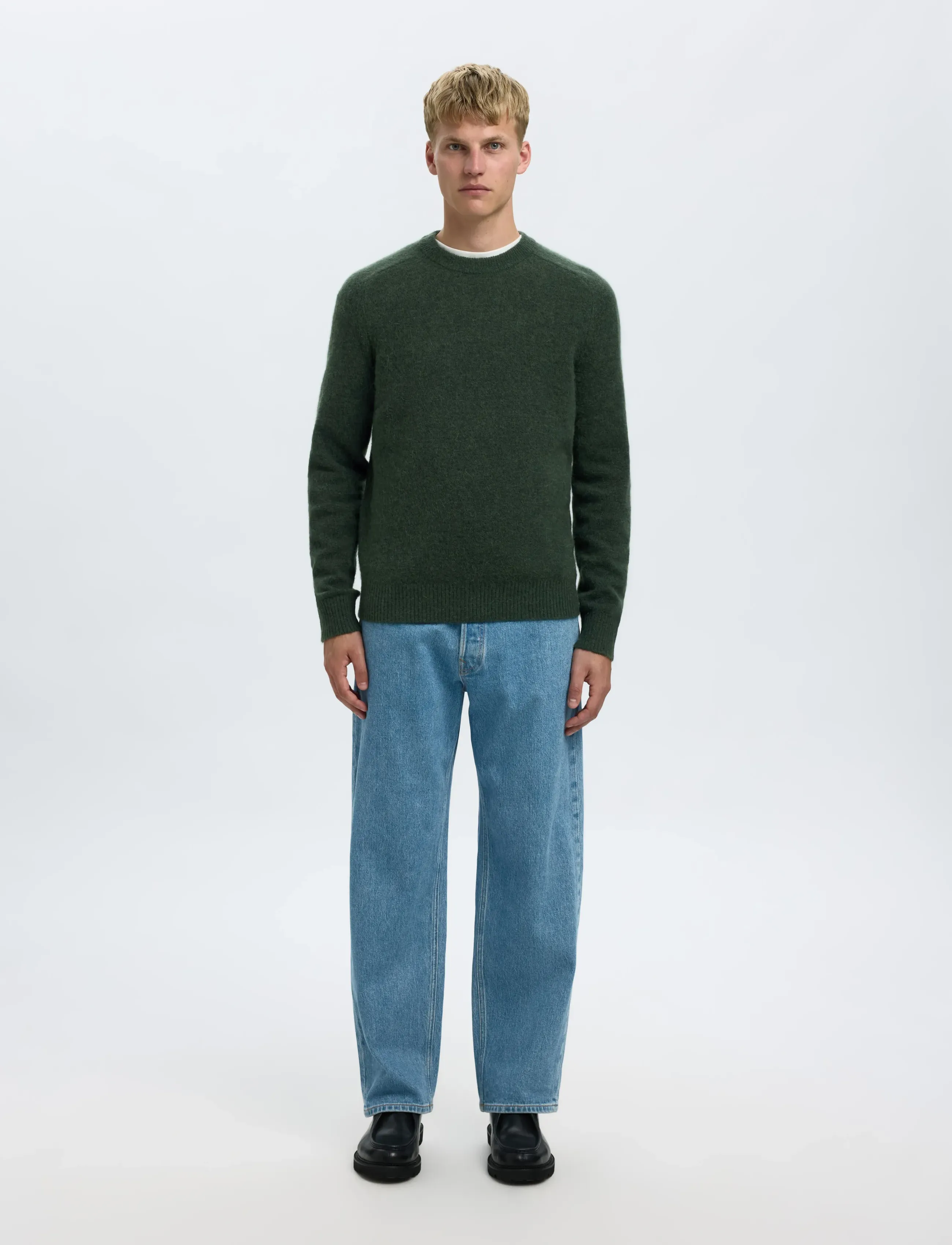 Selected - SLMRAI LS KNIT CREW NECK NOOS - rund hals - deep forest - 3