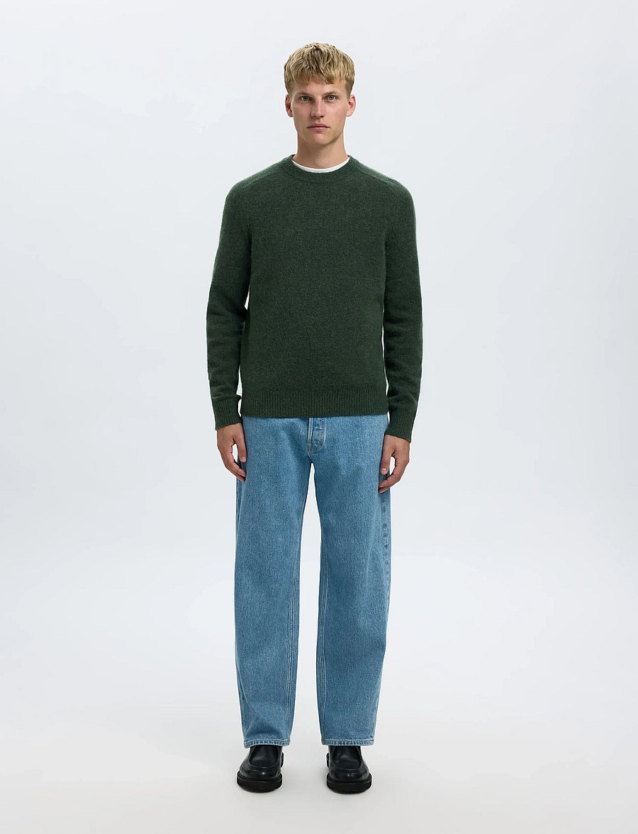 Selected - SLHRAI LS KNIT CREW NECK NOOS - Ümara kaelusega - deep forest - 3