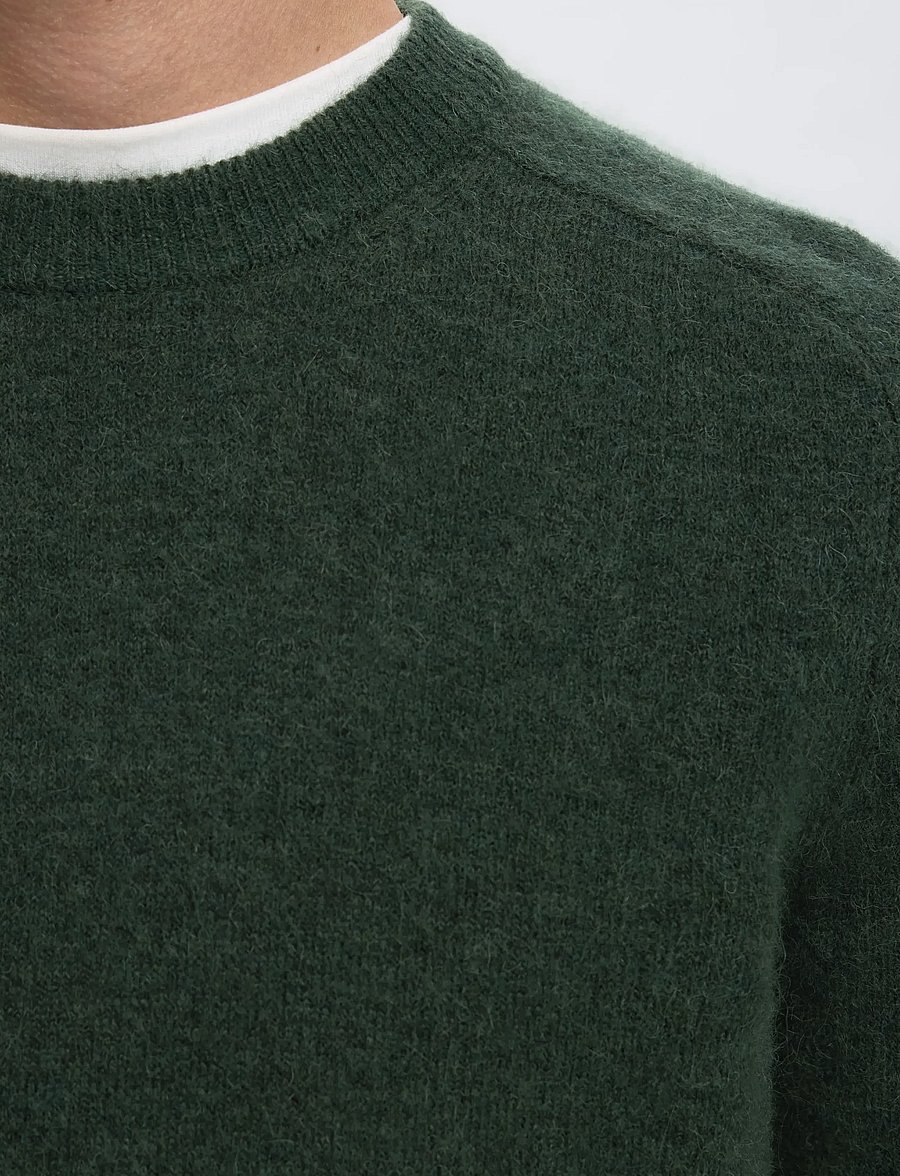 Selected - SLHRAI LS KNIT CREW NECK NOOS - Ümara kaelusega - deep forest - 4