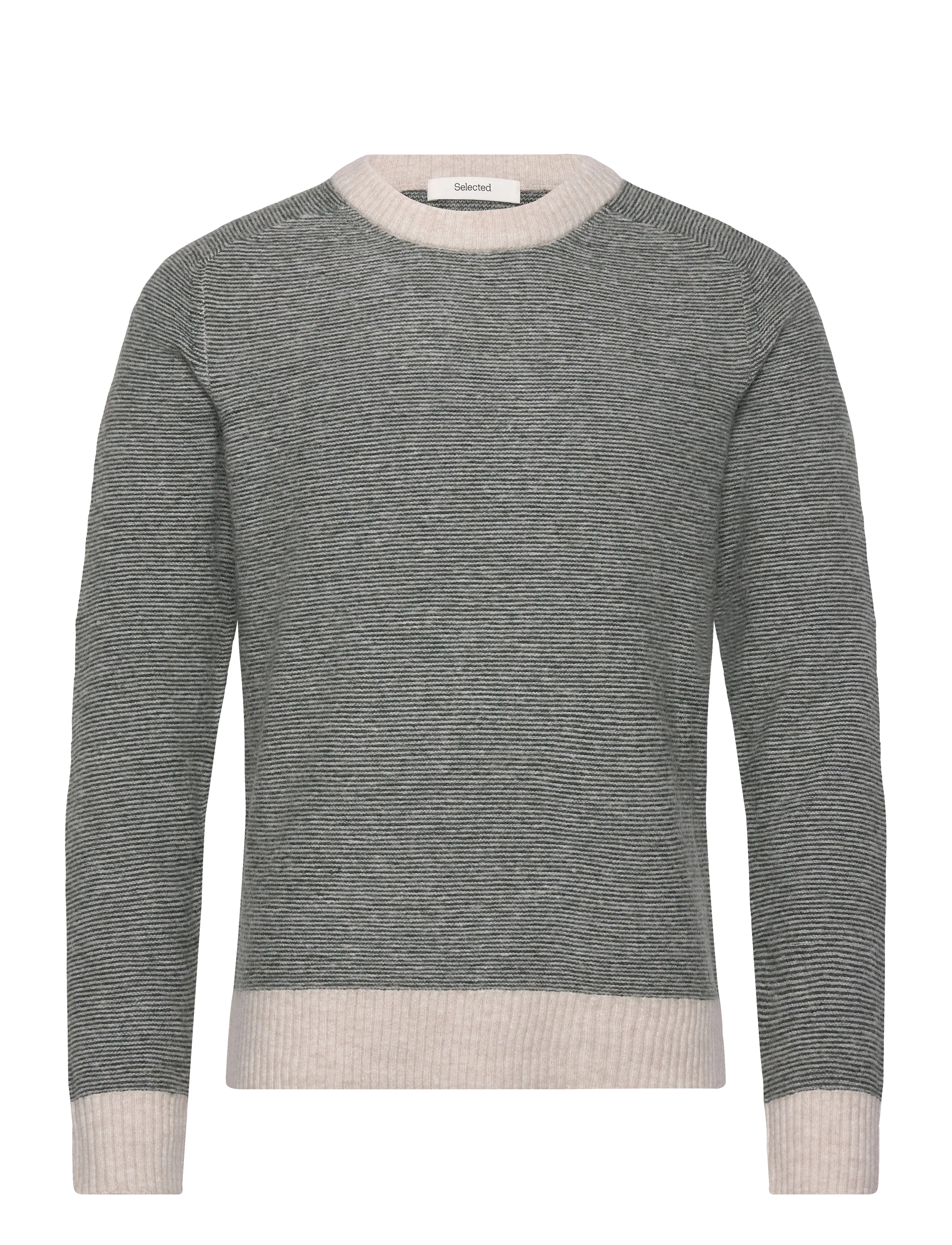 Selected SLMRAI LS KNIT CREW NECK NOOS - Tøj - DEEP FOREST / grey
