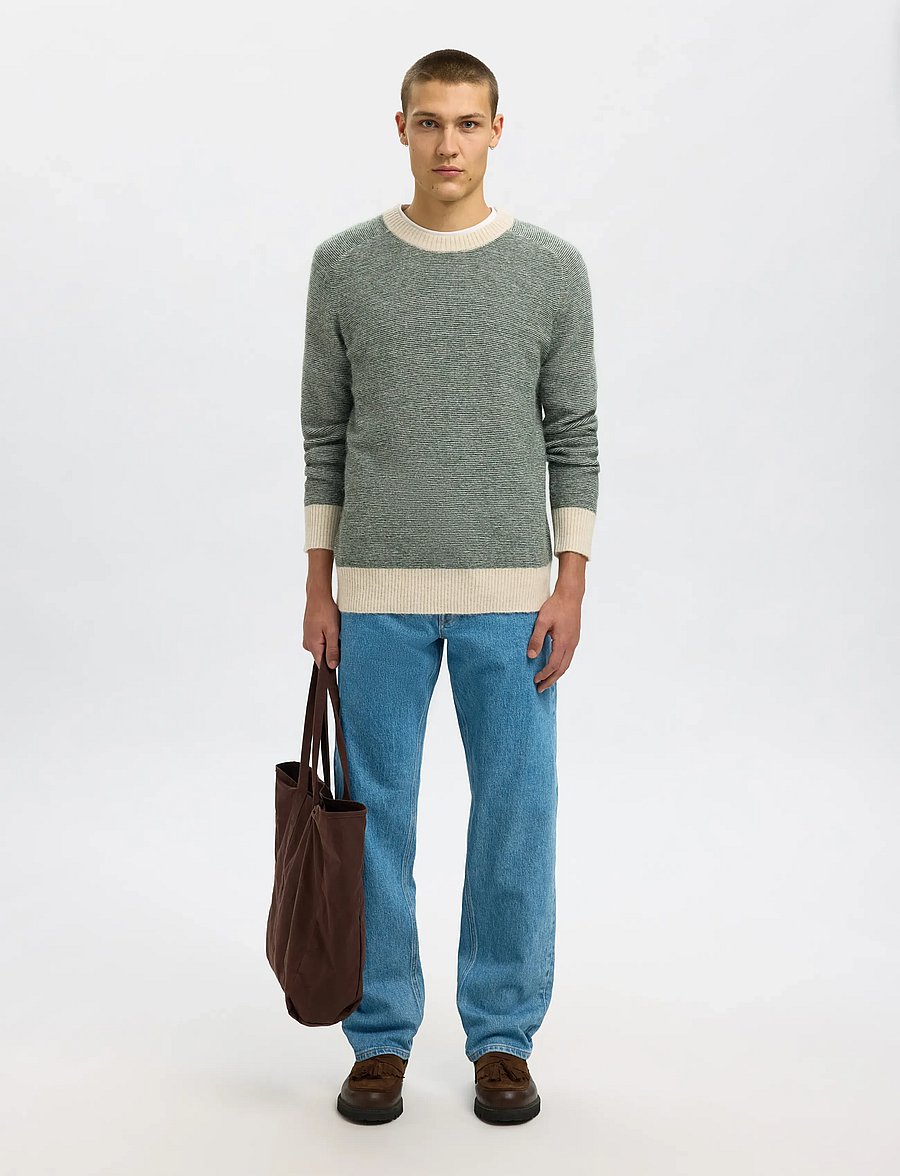 Selected - SLHRAI LS KNIT CREW NECK NOOS - rundhals - deep forest - 0