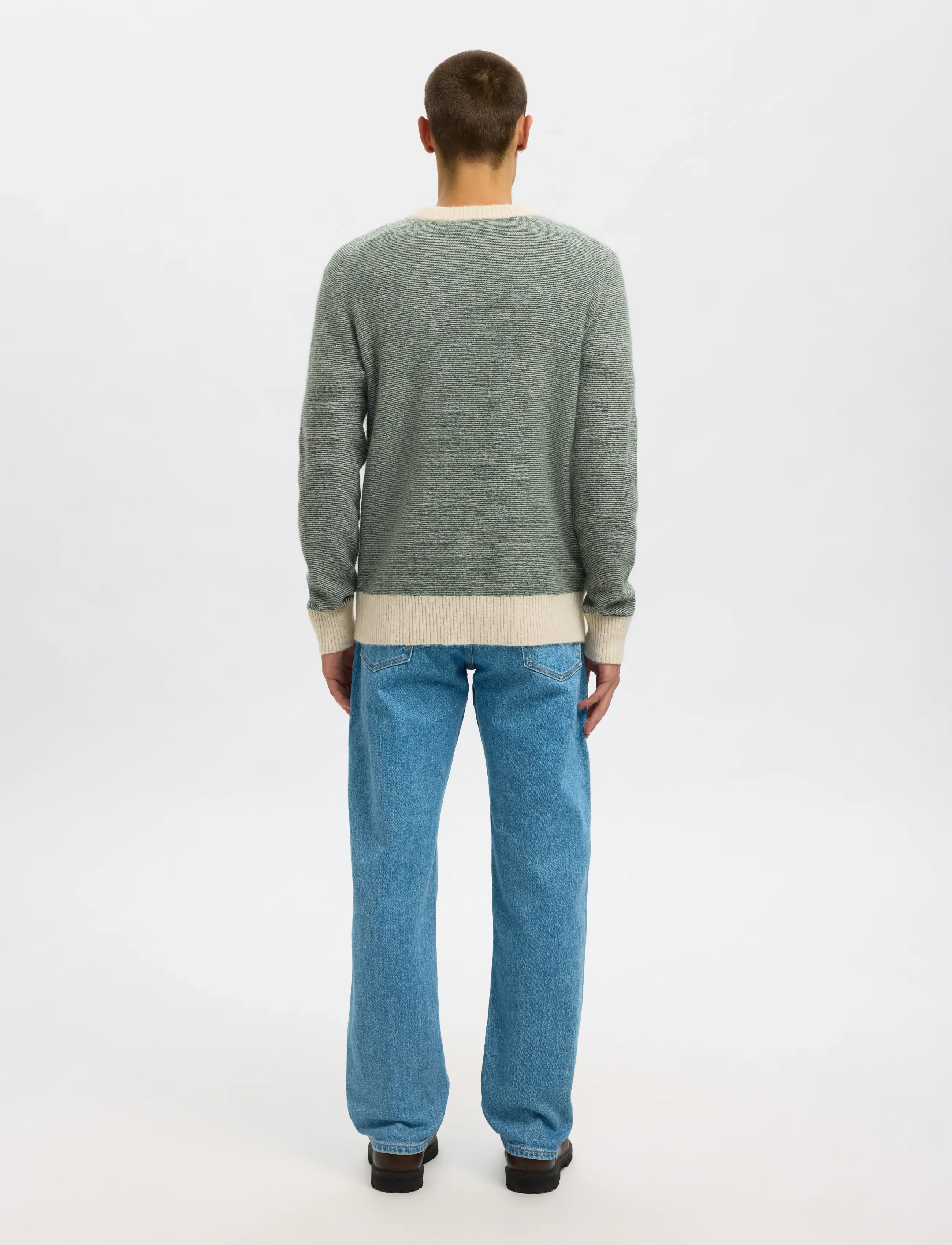 Selected - SLMRAI LS KNIT CREW NECK NOOS - rund hals - deep forest - 3