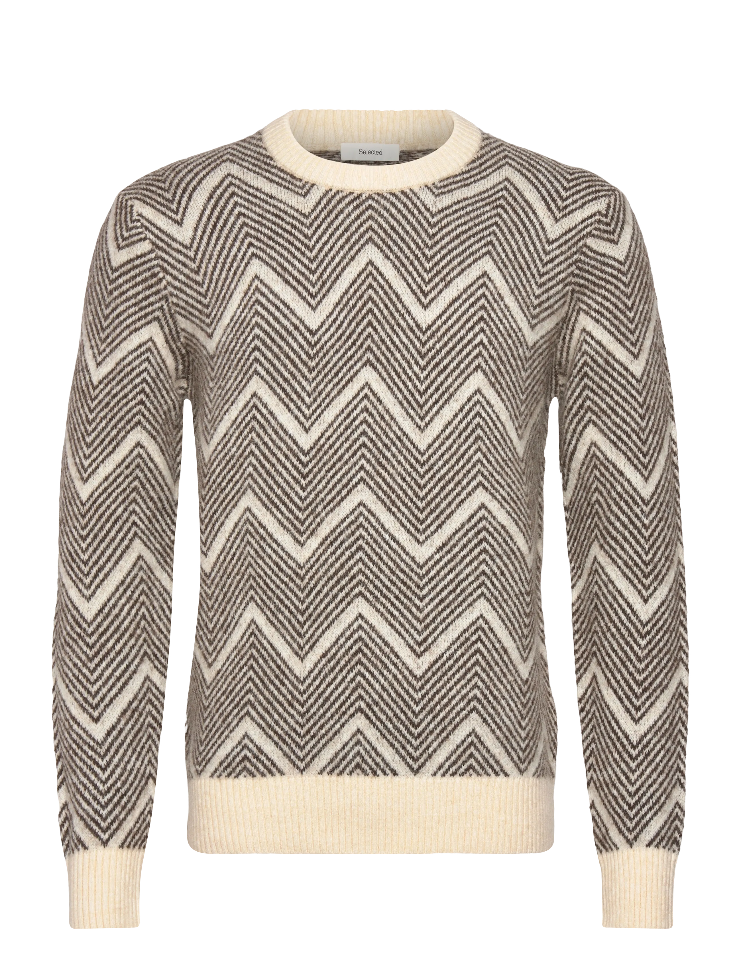 Selected SLMRAI LS KNIT CREW NECK NOOS - Strik - DELICIOSO / cream