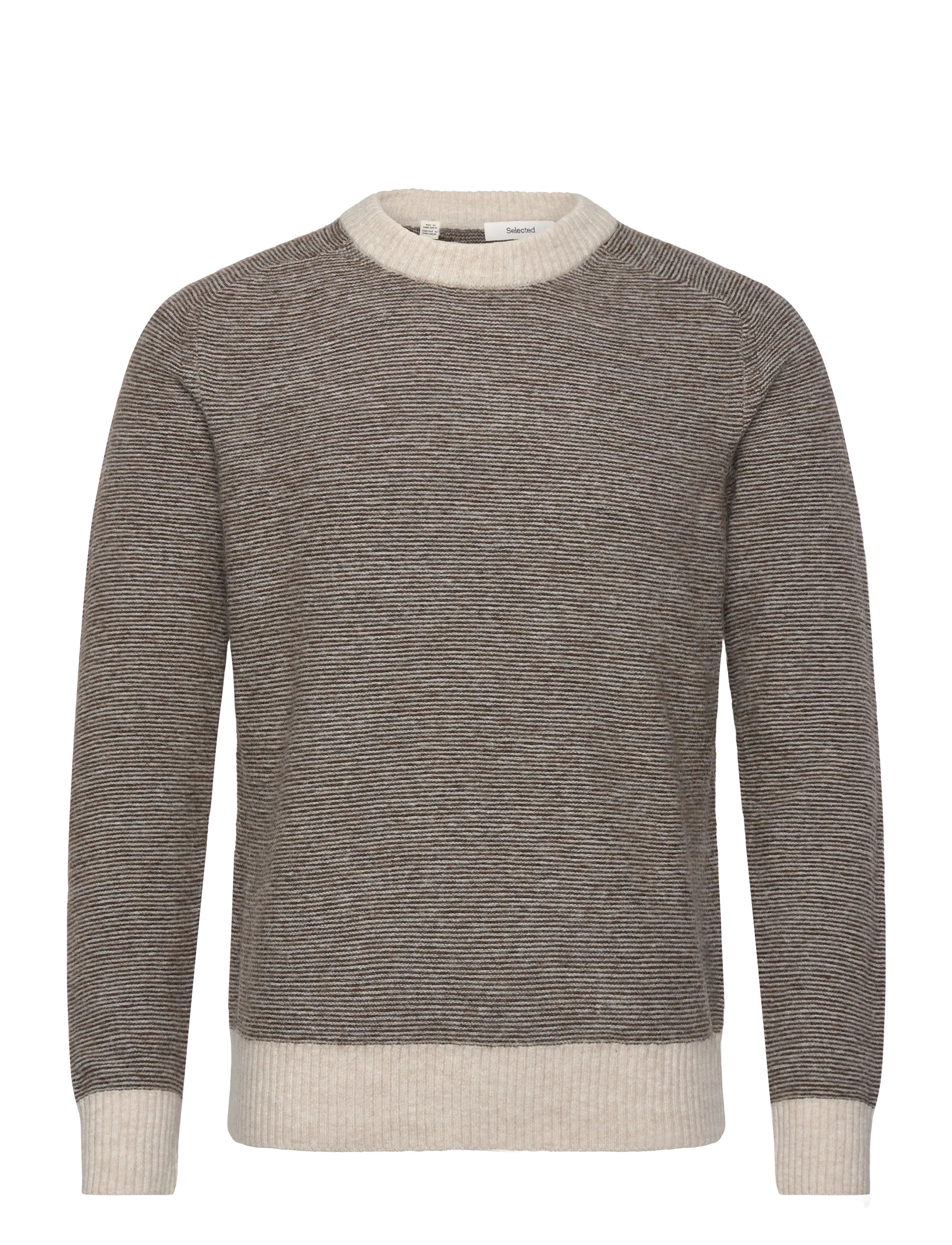 Selected SLMRAI LS KNIT CREW NECK NOOS - Strik - DEMITASSE / brown