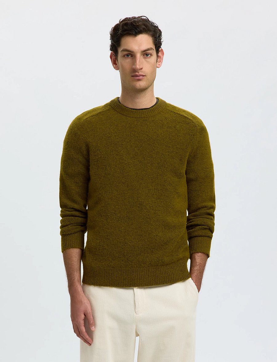 Selected - SLMRAI LS KNIT CREW NECK NOOS - rundhalsad - fir green - 0