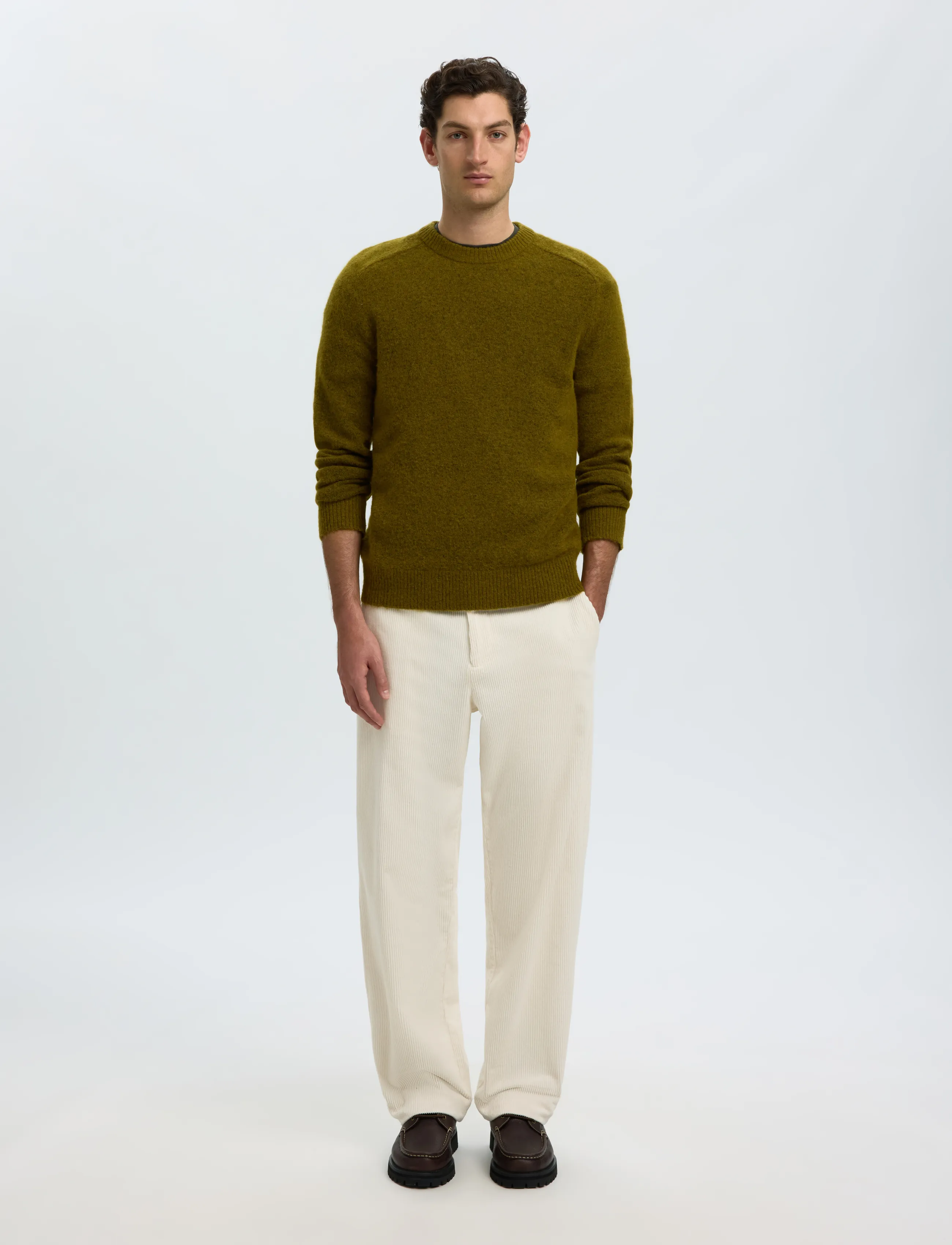 Selected - SLMRAI LS KNIT REG CREW NECK NOOS - rundhalsad - fir green - 3