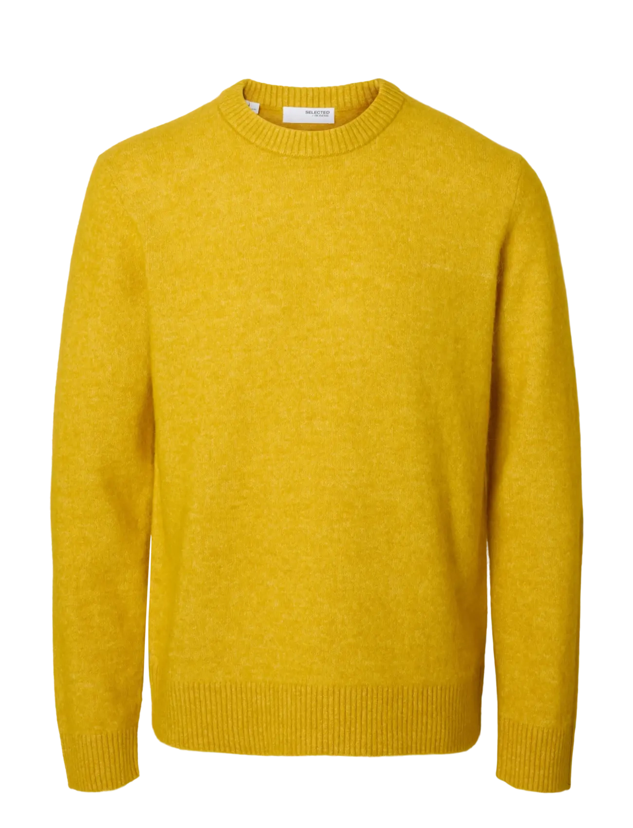 Selected SLHRAI LS KNIT CREW NECK NOOS - Strickmode - GOLD FLAKE / yellow