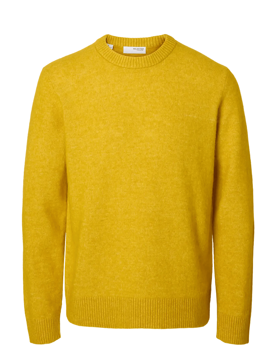 Selected - SLHRAI LS KNIT CREW NECK NOOS - round necks - gold flake - 1