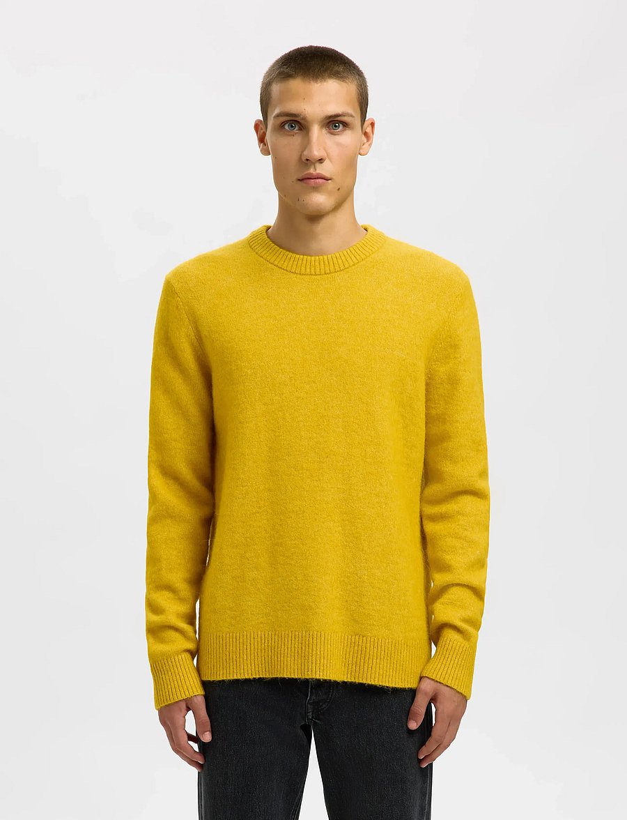 Selected - SLHRAI LS KNIT CREW NECK NOOS - round necks - gold flake - 0