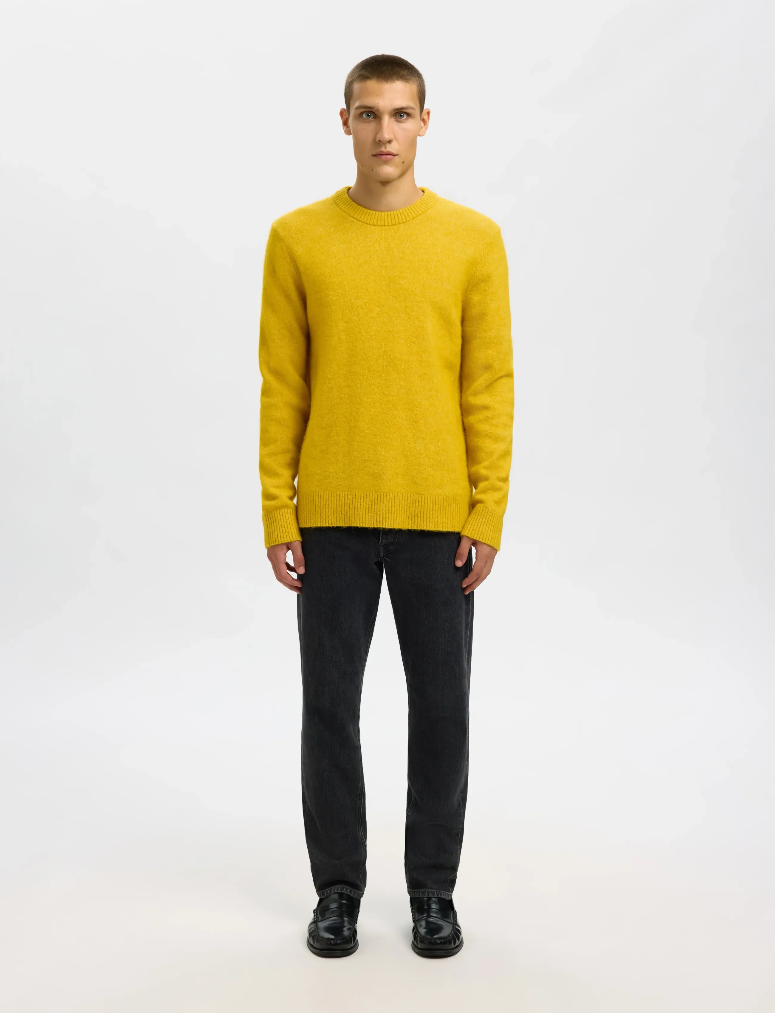 Selected - SLMRAI LS KNIT CREW NECK NOOS - rund hals - gold flake - 3