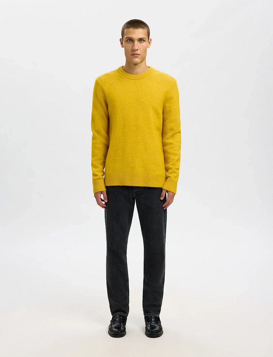 Selected - SLHRAI LS KNIT CREW NECK NOOS - round necks - gold flake - 3