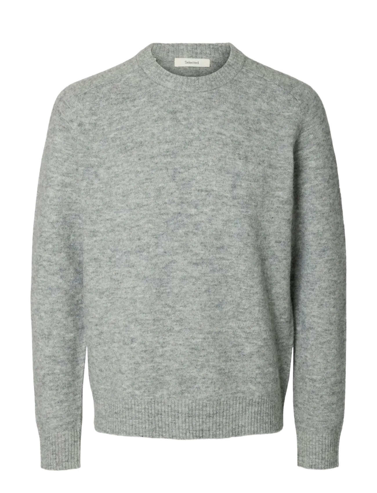 Selected SLMRAI LS KNIT CREW NECK NOOS - Strik - LIGHT GREY MELANGE / grey