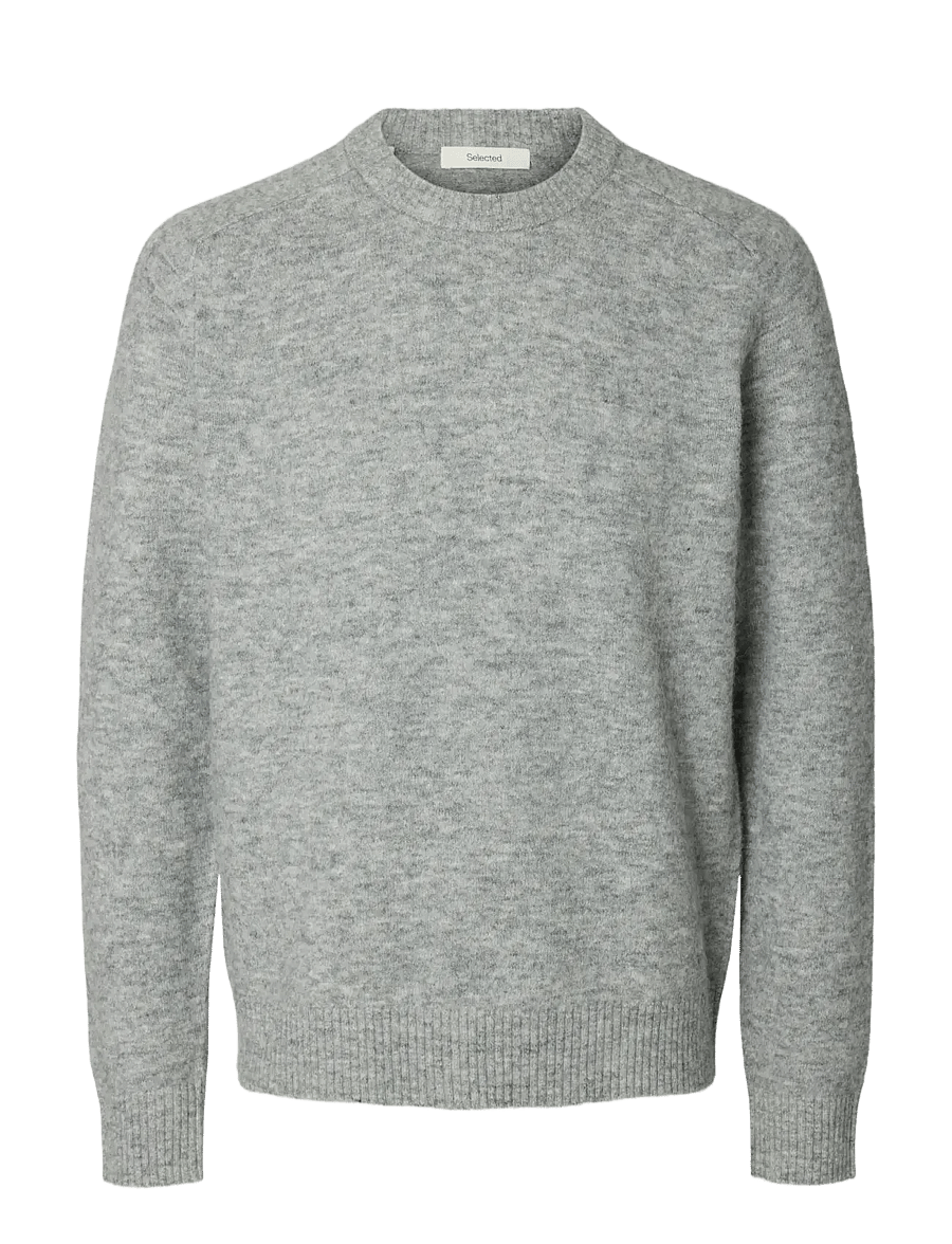 Selected - SLHRAI LS KNIT CREW NECK NOOS - round necks - light grey melange - 1