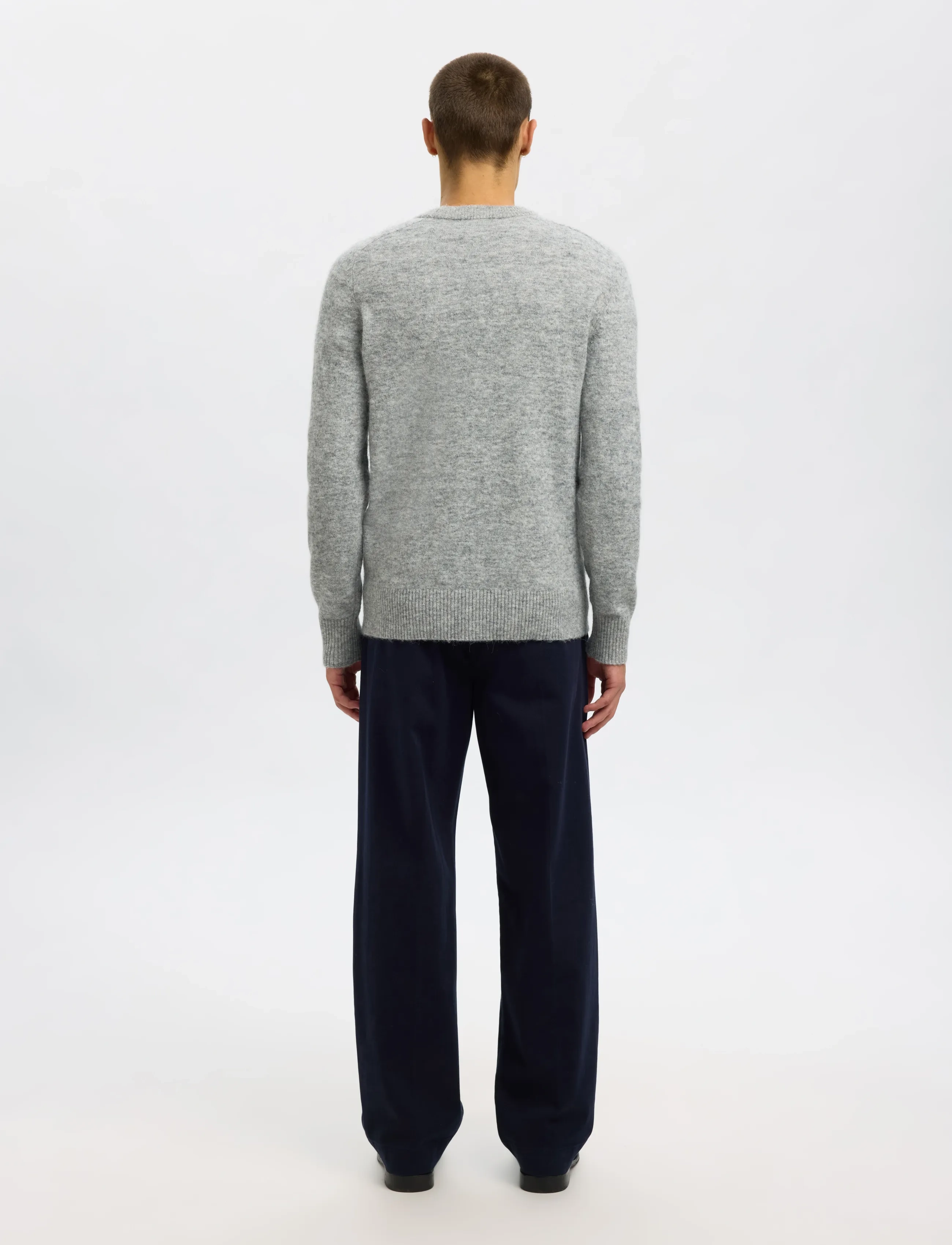 Selected - SLMRAI LS KNIT CREW NECK NOOS - rund hals - light grey melange - 2