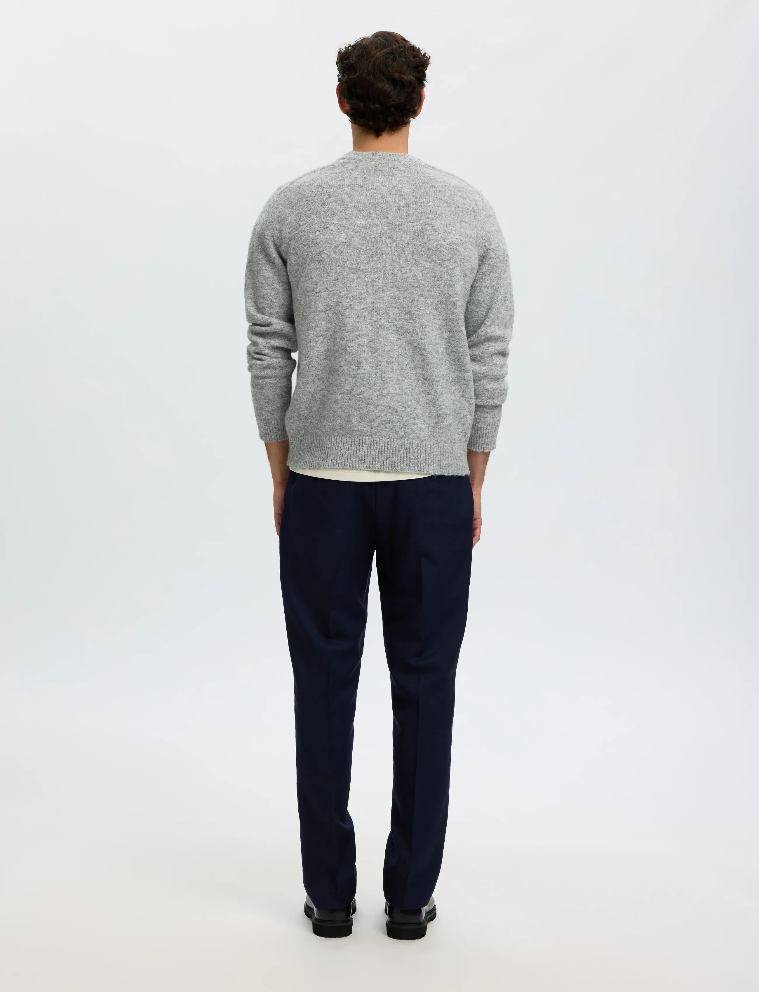 Selected - SLMRAI LS KNIT CREW NECK NOOS - Ümara kaelusega - light grey melange - 2