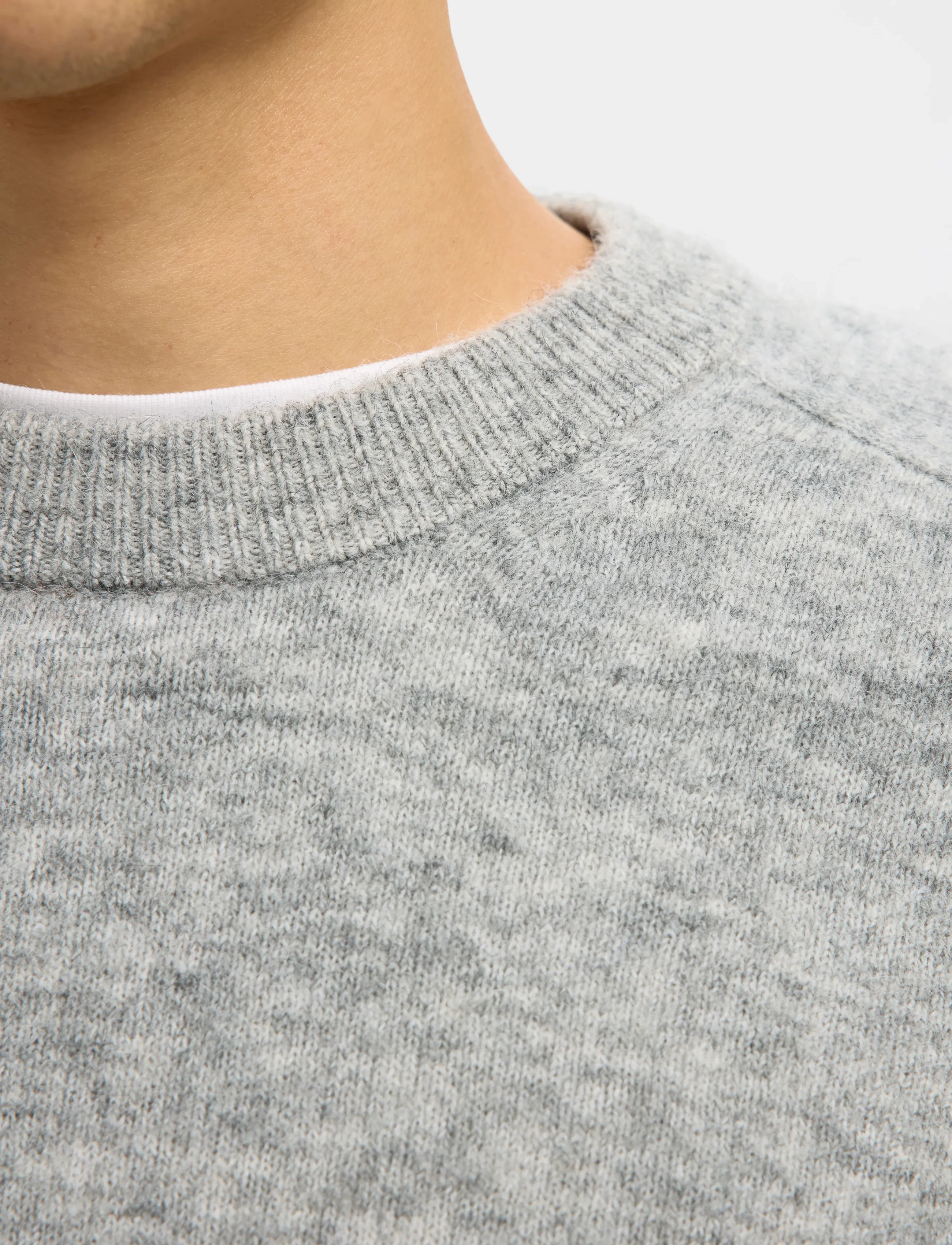 Selected - SLMRAI LS KNIT CREW NECK NOOS - rund hals - light grey melange - 3