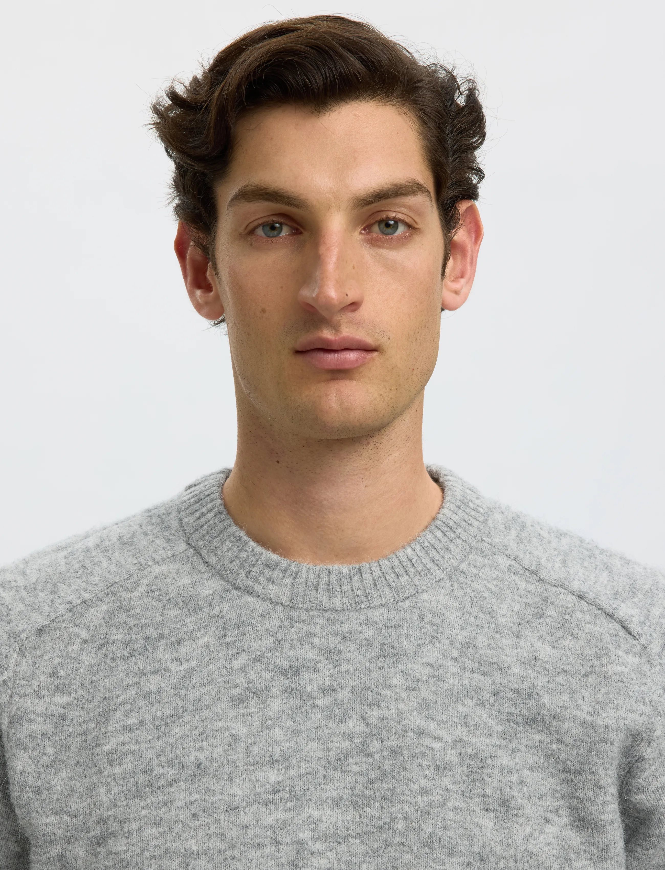 Selected - SLMRAI LS KNIT CREW NECK NOOS - Ümara kaelusega - light grey melange - 4
