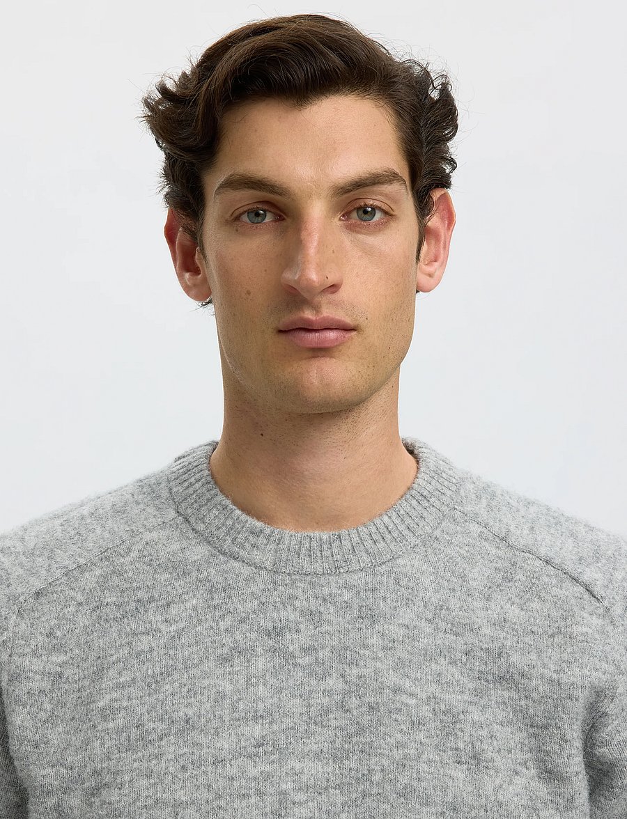 Selected - SLHRAI LS KNIT CREW NECK NOOS - round necks - light grey melange - 4