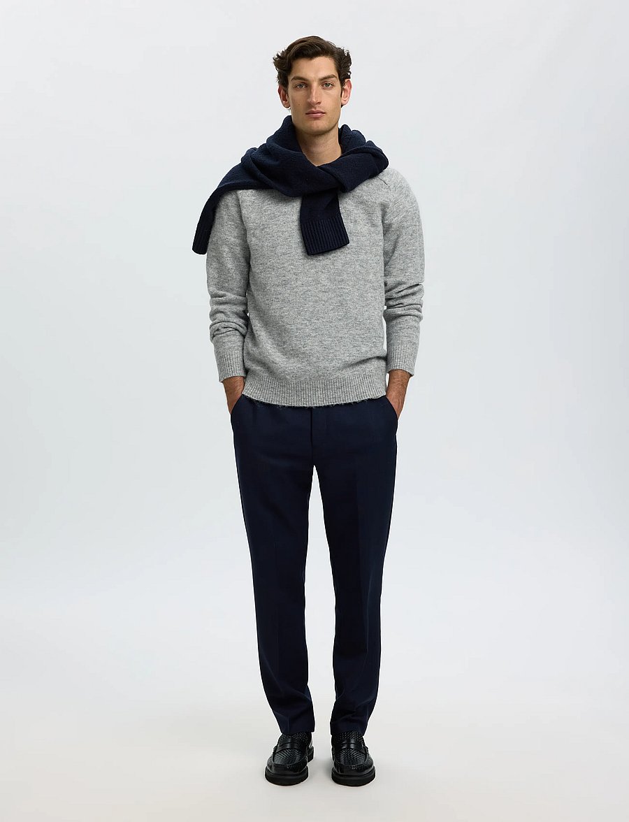 Selected - SLHRAI LS KNIT CREW NECK NOOS - round necks - light grey melange - 5