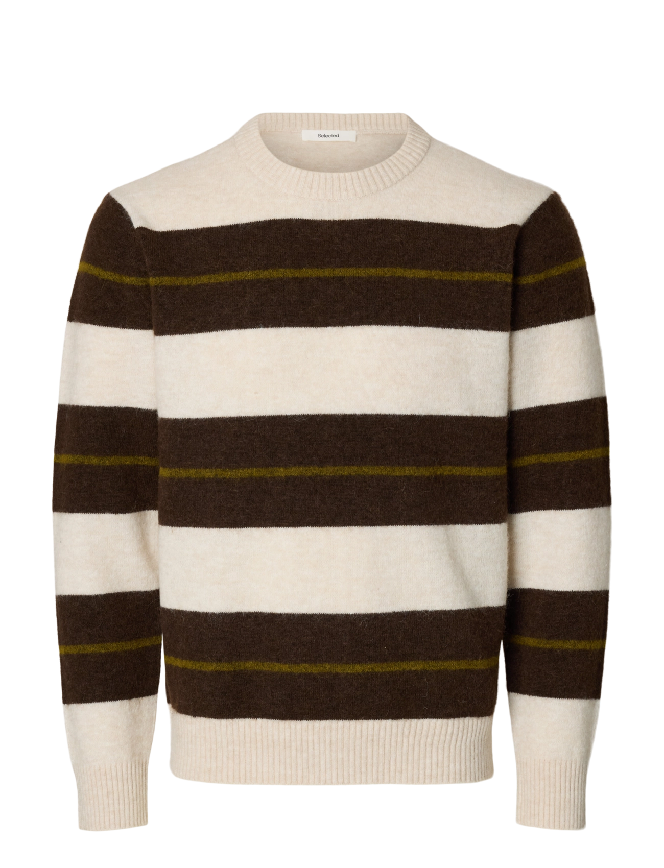 Selected SLMRAI LS KNIT CREW NECK NOOS - Selected - OATMEAL / cream