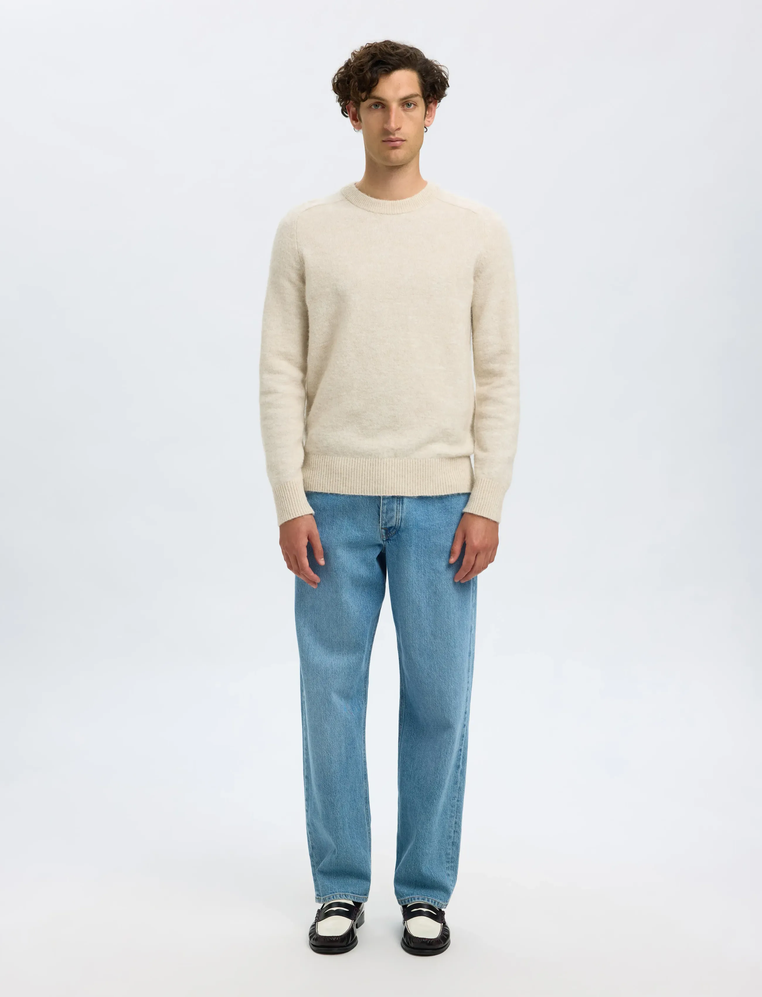 Selected - SLMRAI LS KNIT CREW NECK NOOS - rund hals - oatmeal - 3