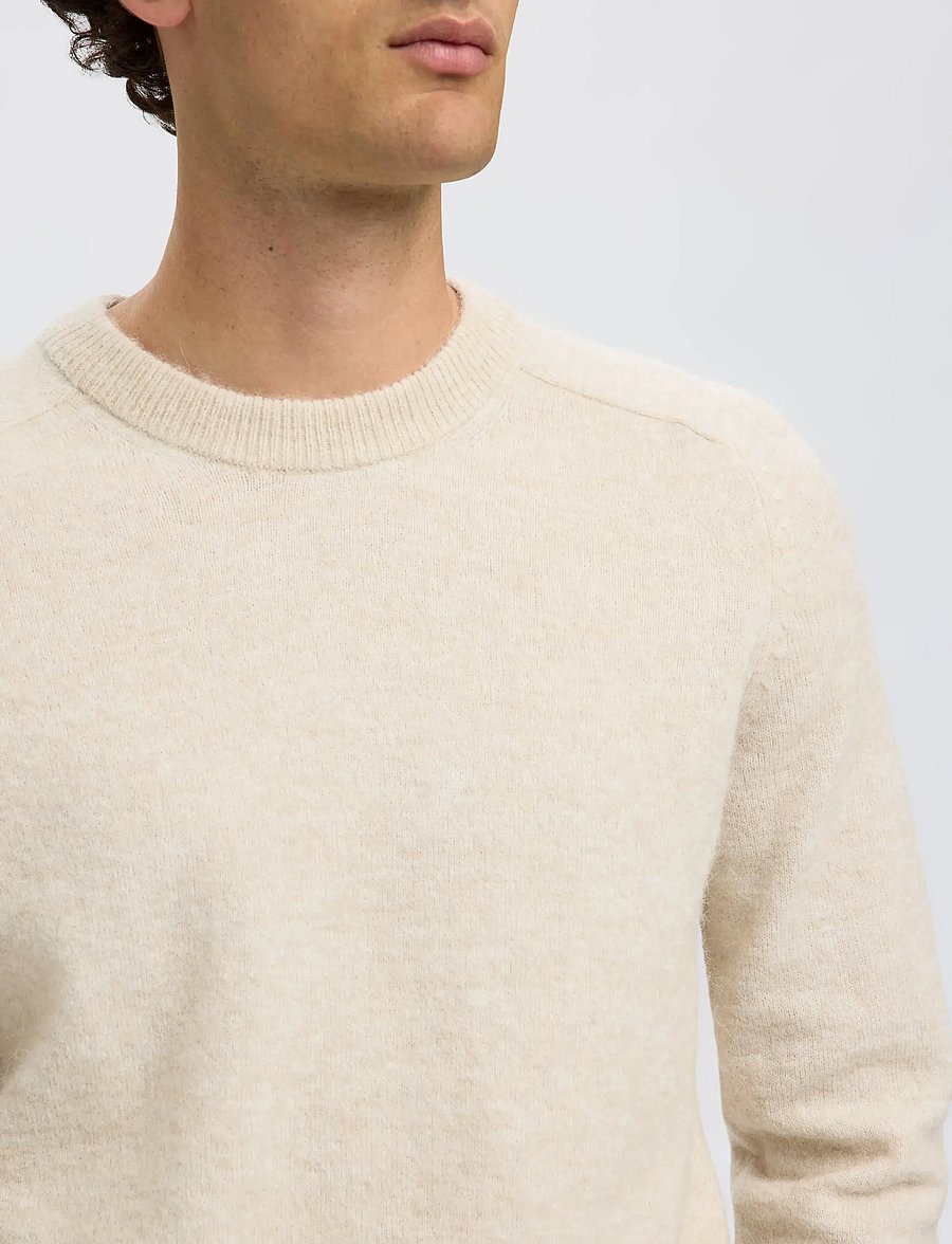 Selected - SLHRAI LS KNIT CREW NECK NOOS - rundhals - oatmeal - 4