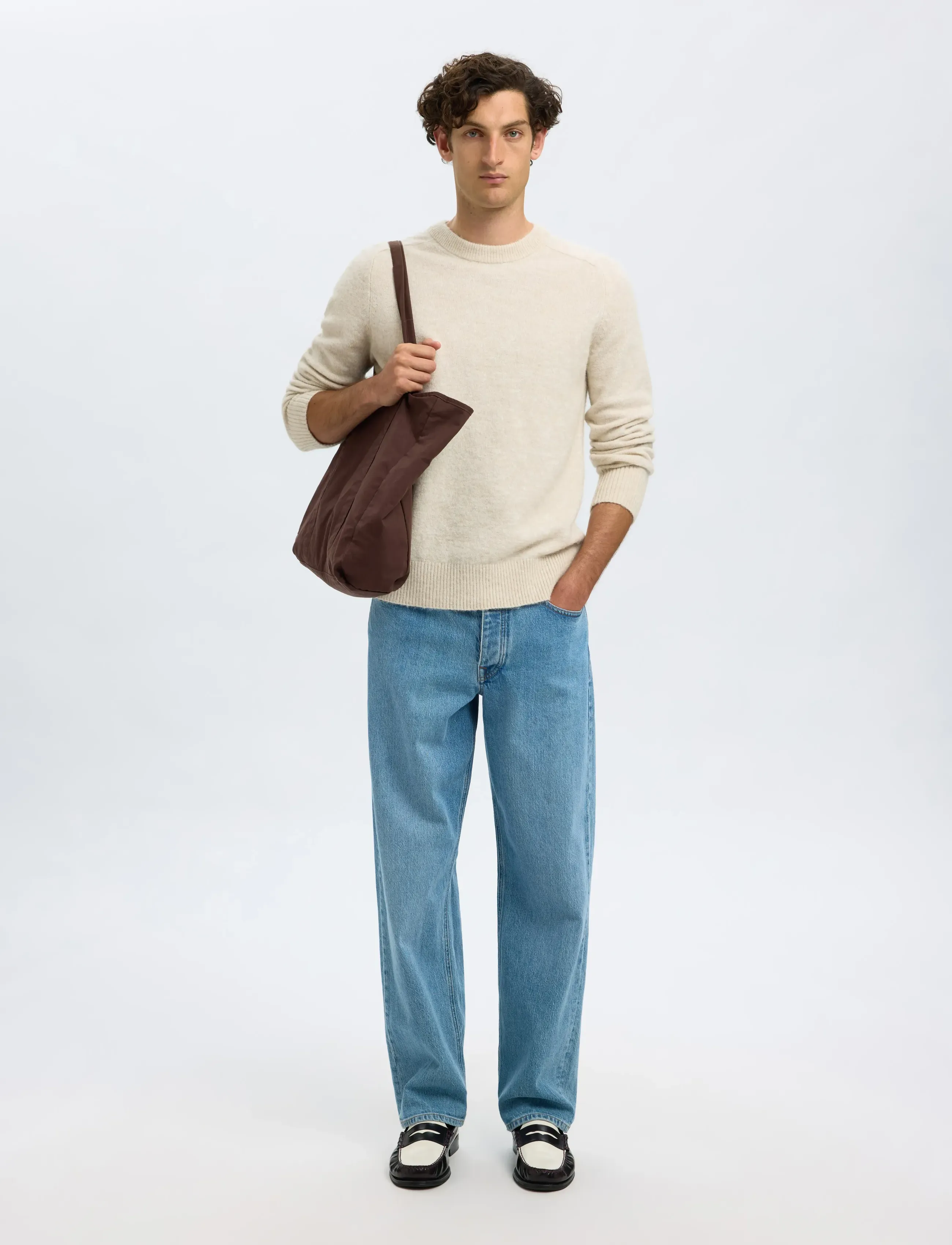 Selected - SLMRAI LS KNIT CREW NECK NOOS - rund hals - oatmeal - 5