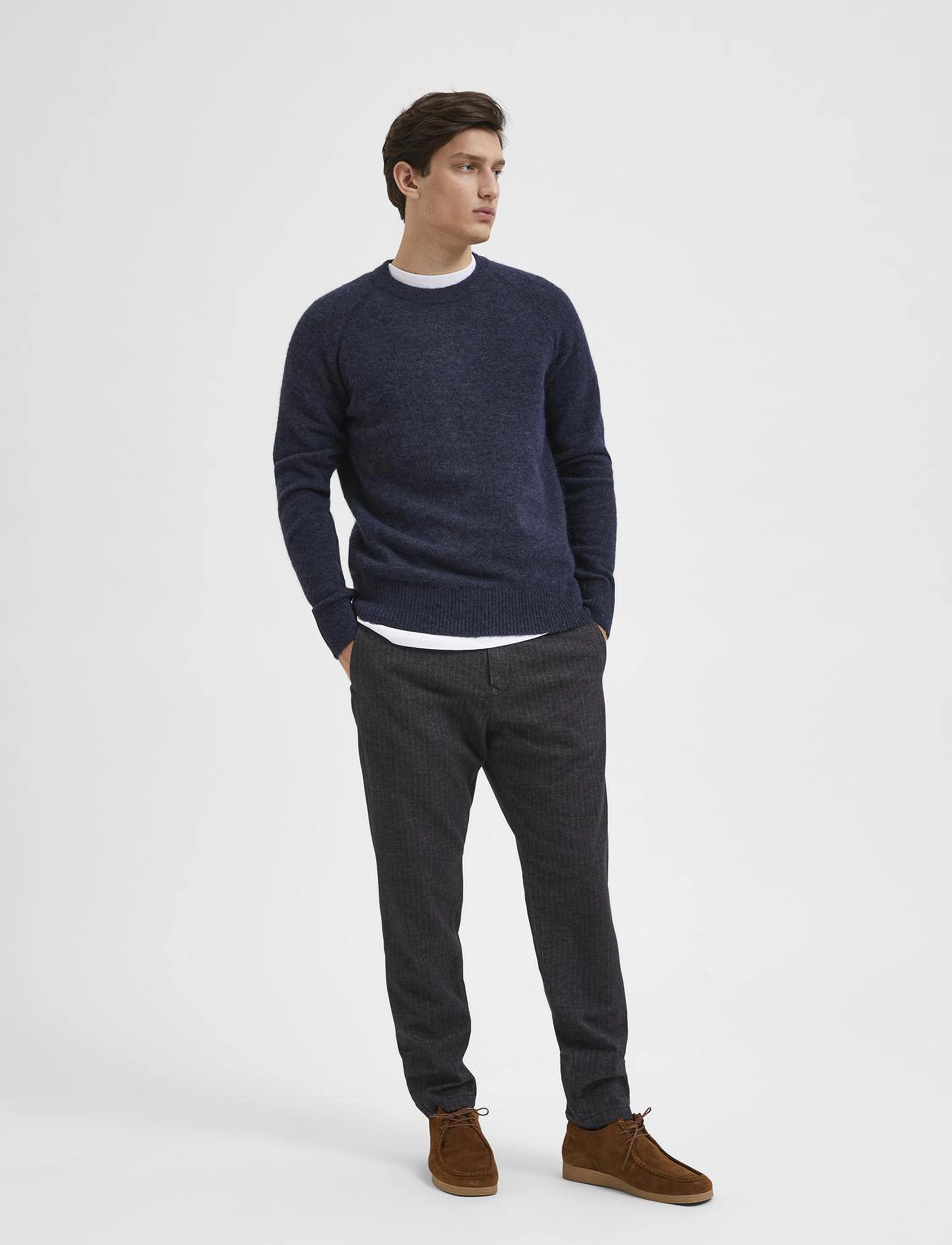 Selected - SLMRAI LS KNIT CREW NECK NOOS - stickade basplagg - sky captain - 4