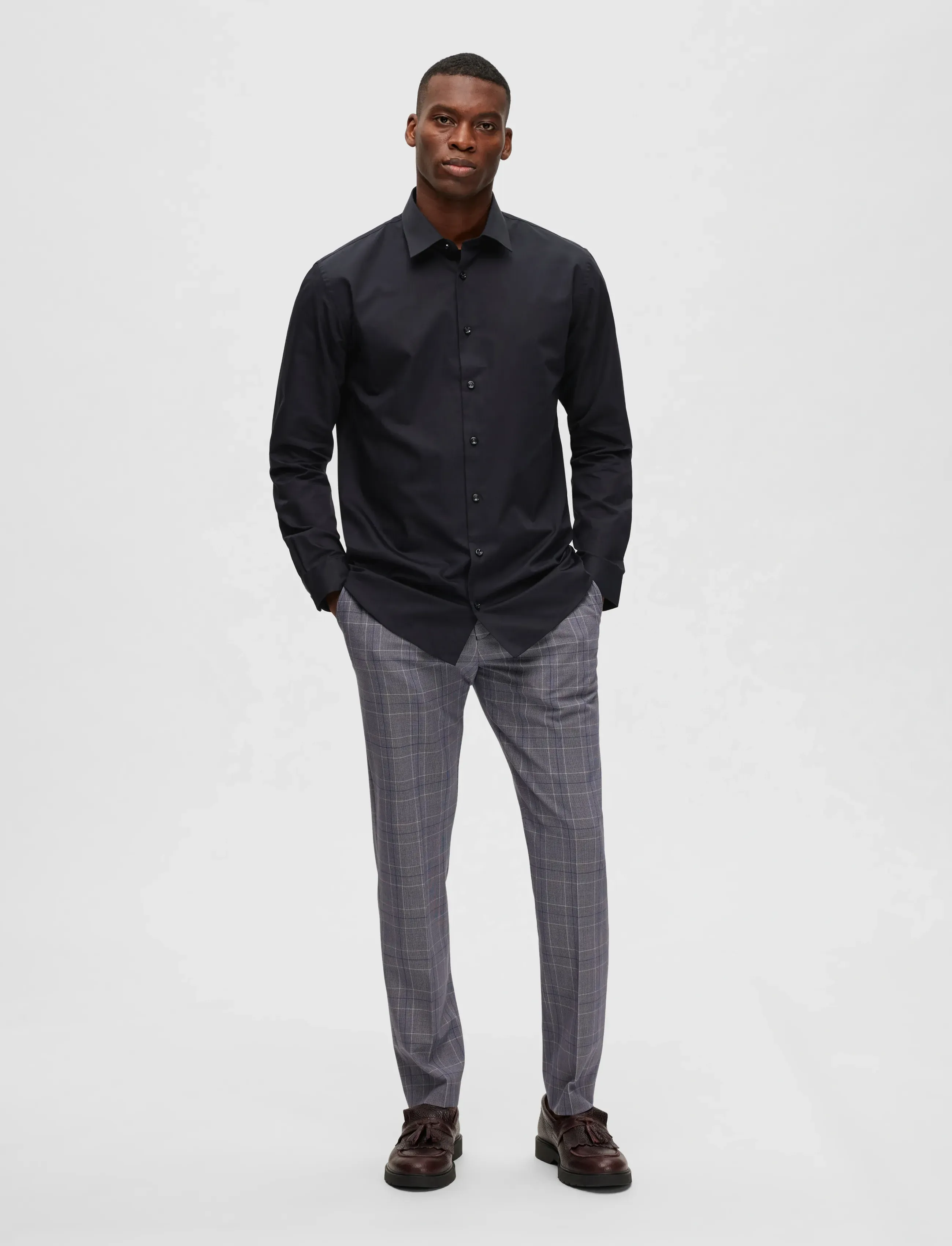 Selected - SLMREGETHAN SHIRT LS CLASSIC NOOS - formelle skjorter - black - 4