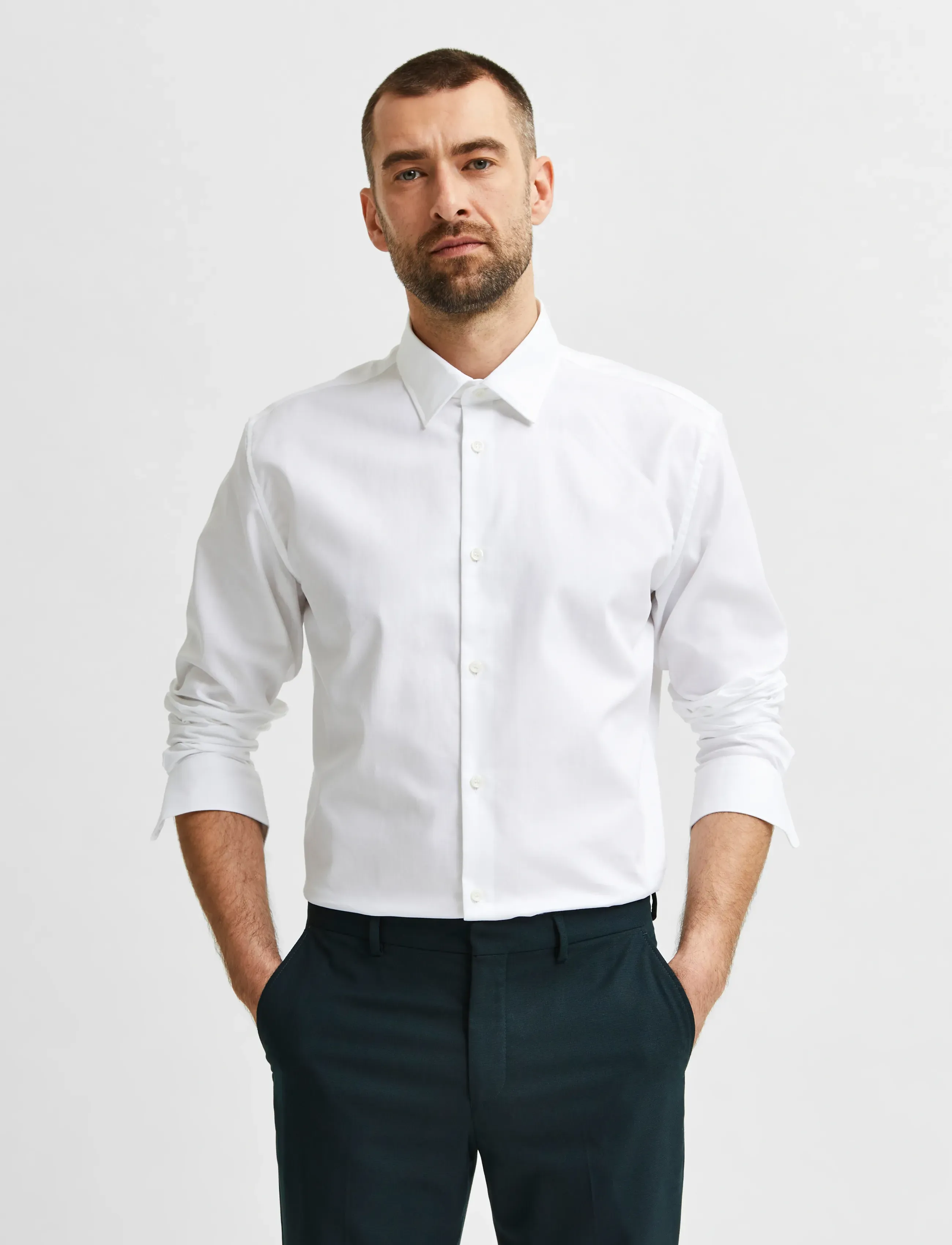Selected SLMREGETHAN SHIRT LS CLASSIC NOOS - Formelle skjorter - BRIGHT WHITE / white
