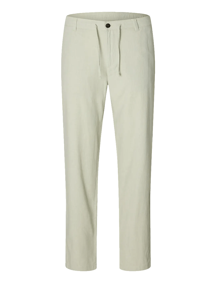 Selected - SLH172-SLIMTAPE BRODY LINEN BLD PNT - hørbukser - aqua gray - 1
