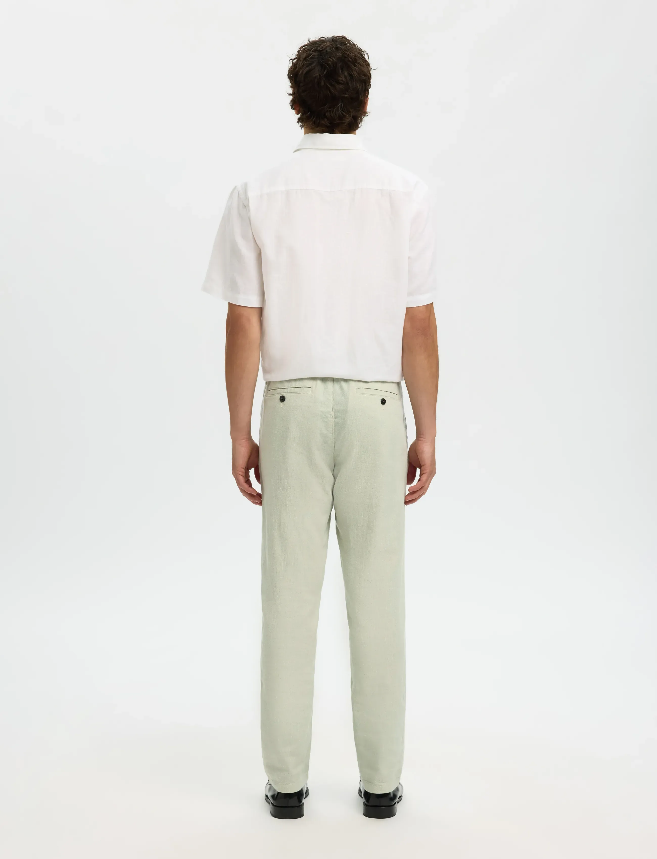 Selected - SLH172-SLIMTAPE BRODY LINEN BLD PNT - hørbukser - aqua gray - 2