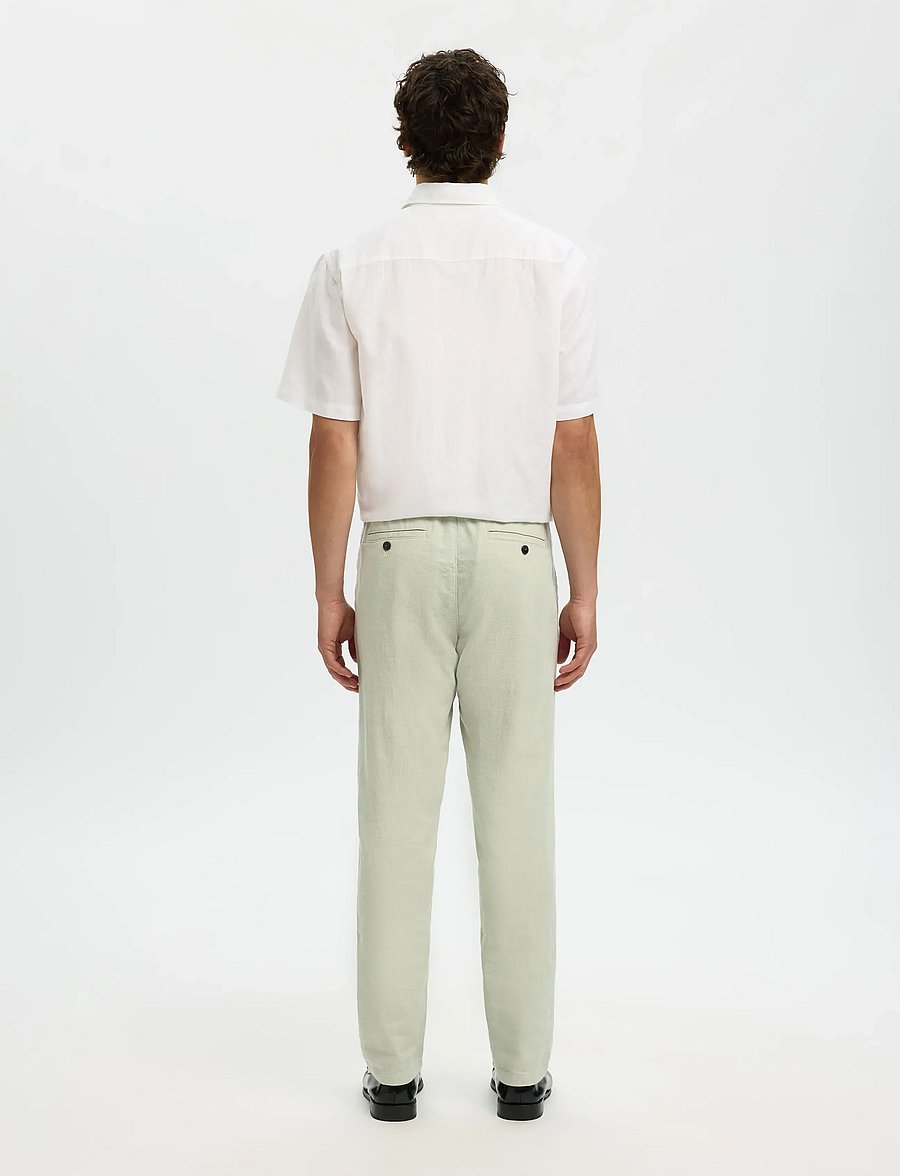 Selected - SLH172-SLIMTAPE BRODY LINEN BLD PNT - hørbukser - aqua gray - 2