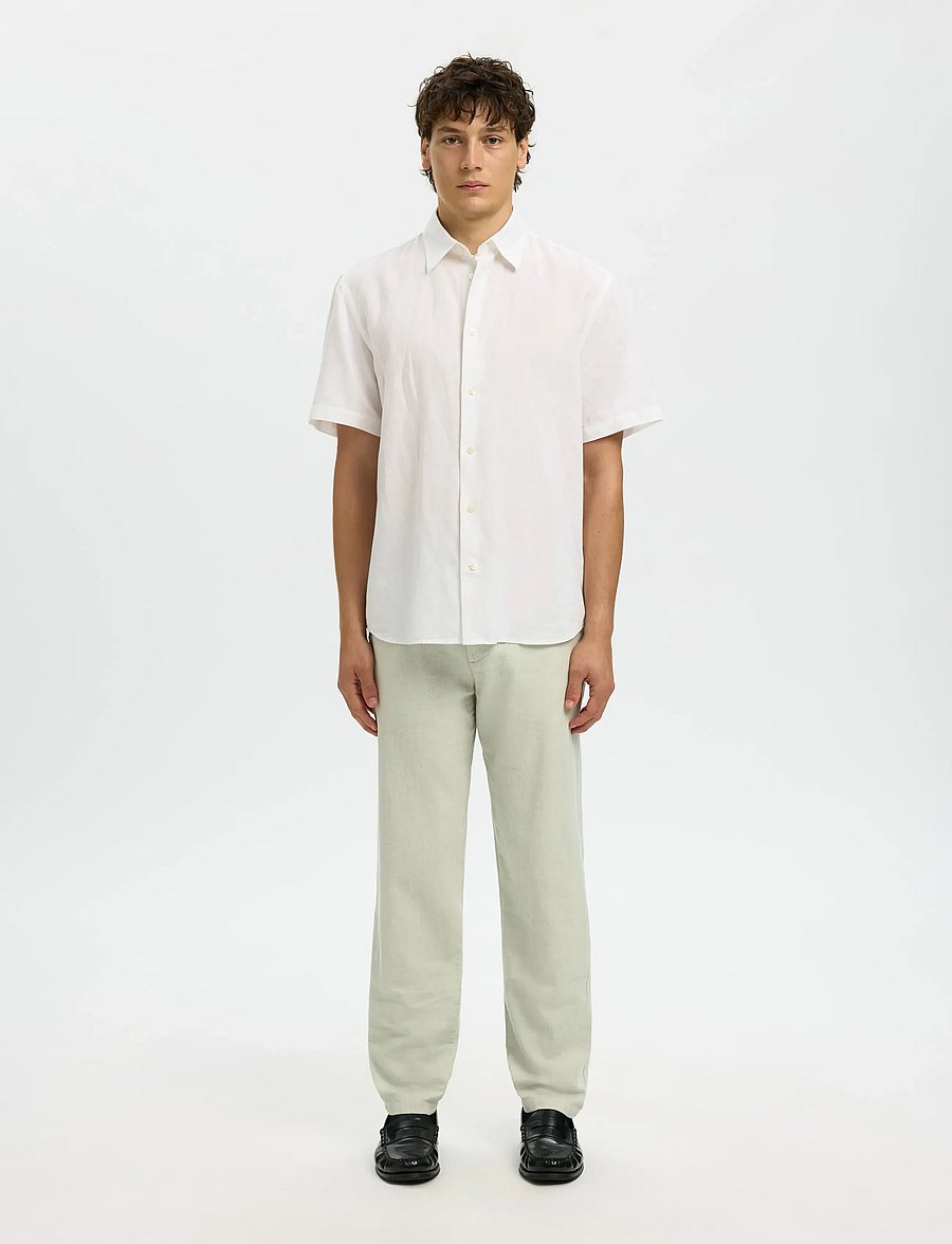 Selected - SLH172-SLIMTAPE BRODY LINEN BLD PNT - hørbukser - aqua gray - 3
