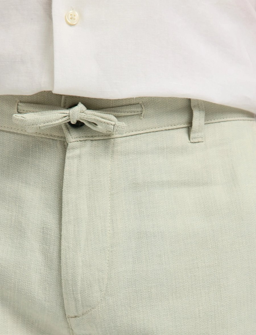 Selected - SLH172-SLIMTAPE BRODY LINEN BLD PNT - hørbukser - aqua gray - 4