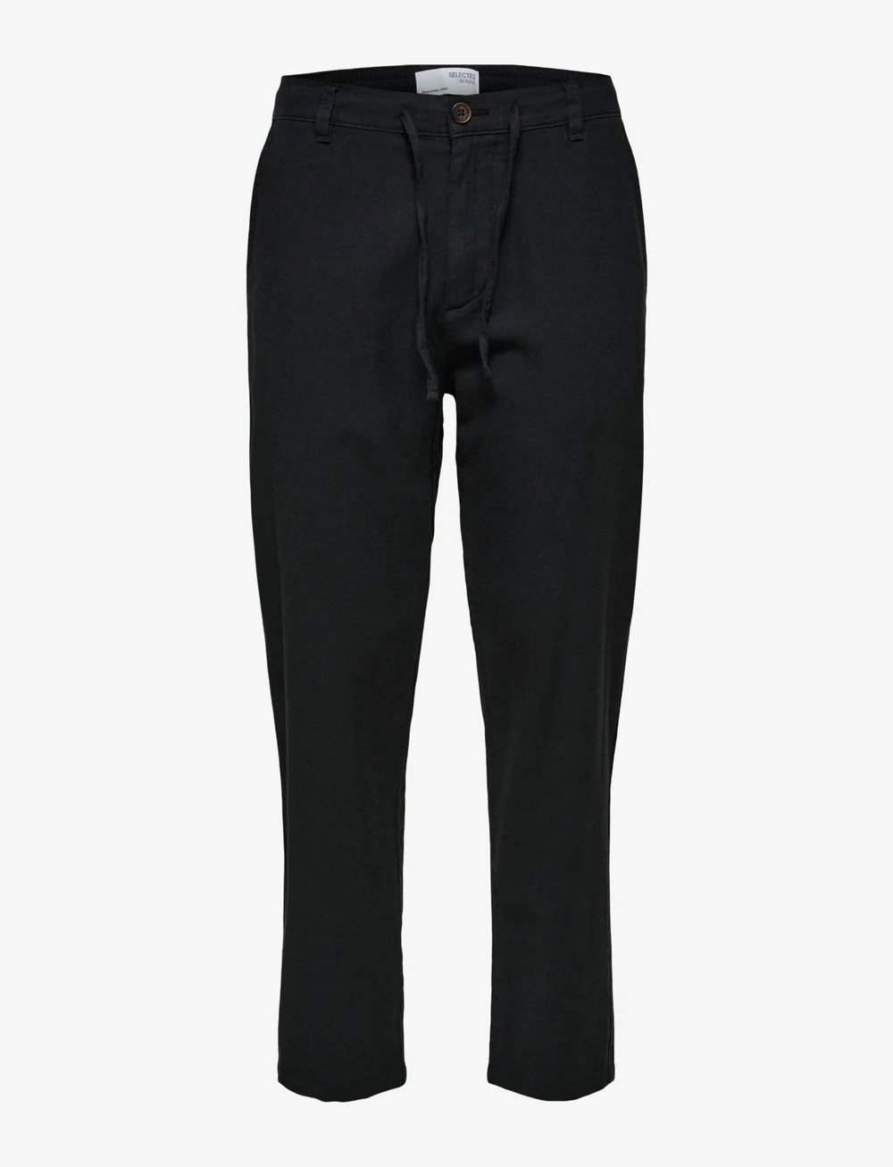Selected - SLH172-SLIMTAPE BRODY LINEN BLD PNT NOOS - leinenhosen - black - 1