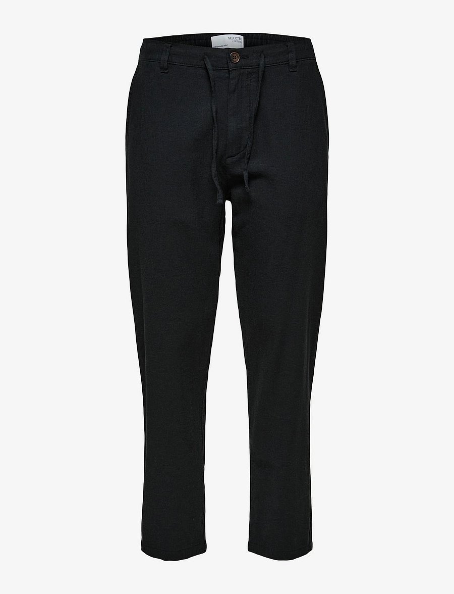 Selected - SLH172-SLIMTAPE BRODY LINEN BLD PNT - hørbukser - black - 1