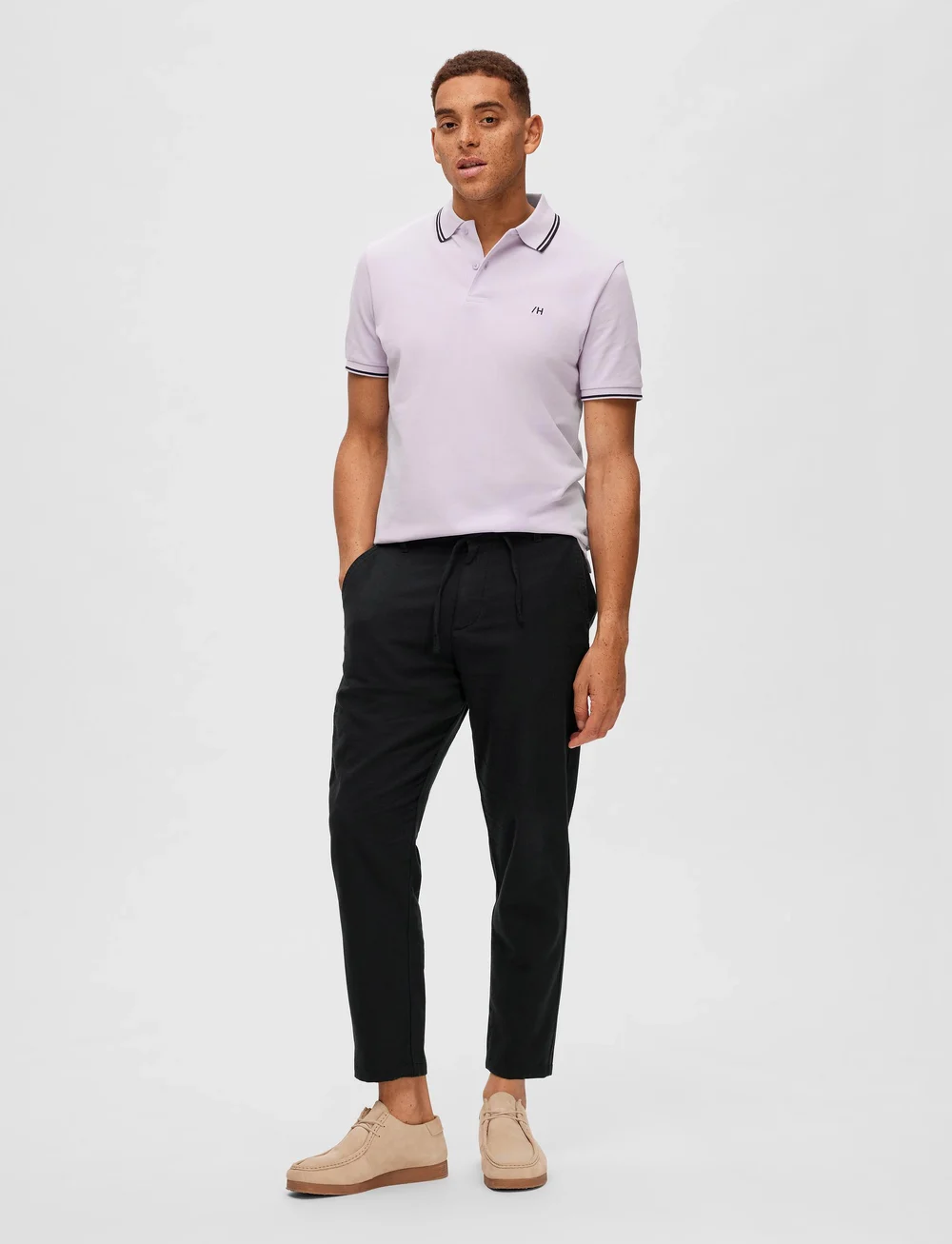 Selected - SLH172-SLIMTAPE BRODY LINEN BLD PNT NOOS - leinenhosen - black - 0