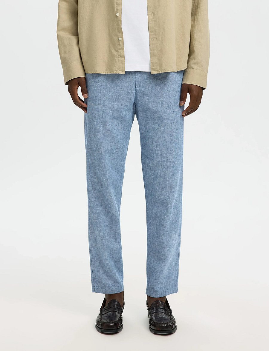 Selected - SLM172-SLIMTAPE BRODY LINEN BLD PNT NOOS - linnebyxor - cashmere blue - 0