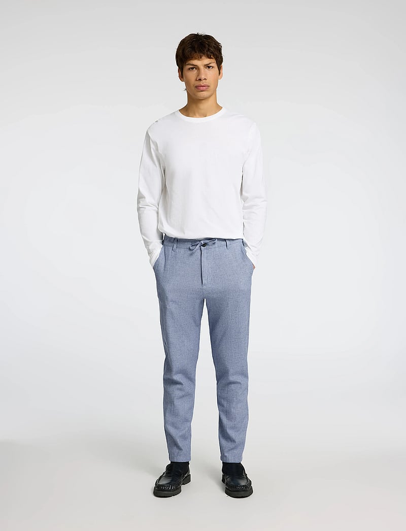 Selected - SLM172-SLIMTAPE BRODY LINEN BLD PNT NOOS - linased püksid - cashmere blue - 3