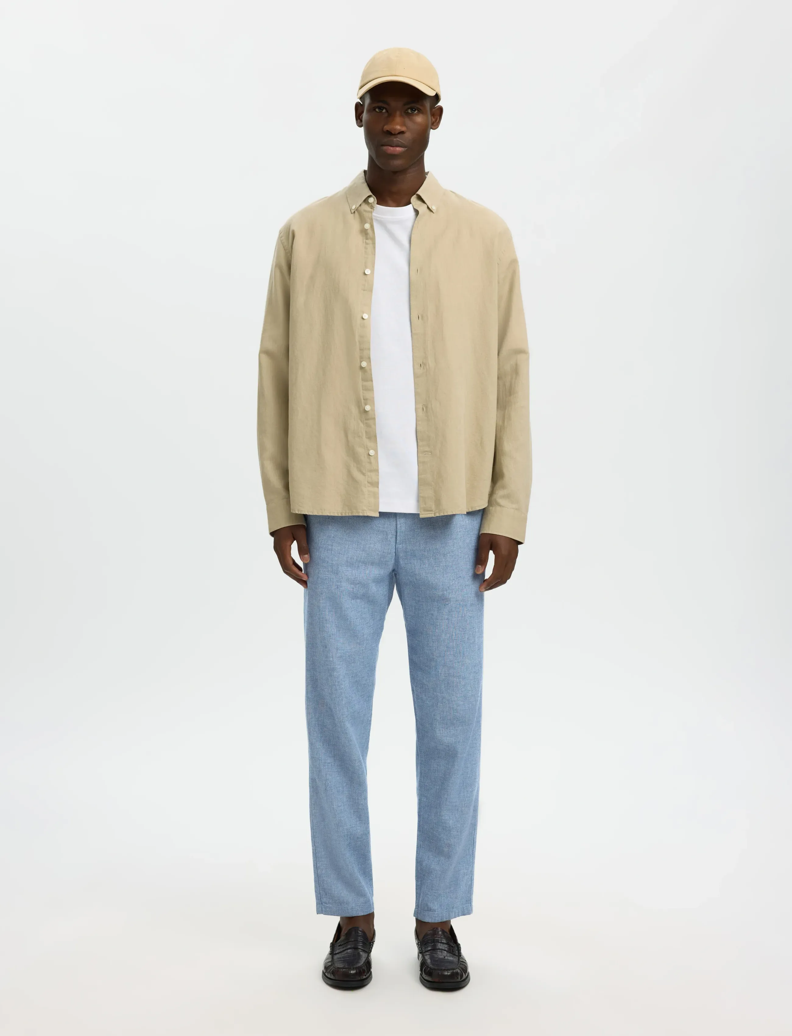 Selected - SLM172-SLIMTAPE BRODY LINEN BLD PNT NOOS - linnebyxor - cashmere blue - 3