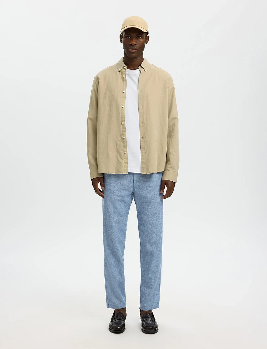 Selected - SLM172-SLIMTAPE BRODY LINEN BLD PNT NOOS - linnebyxor - cashmere blue - 3