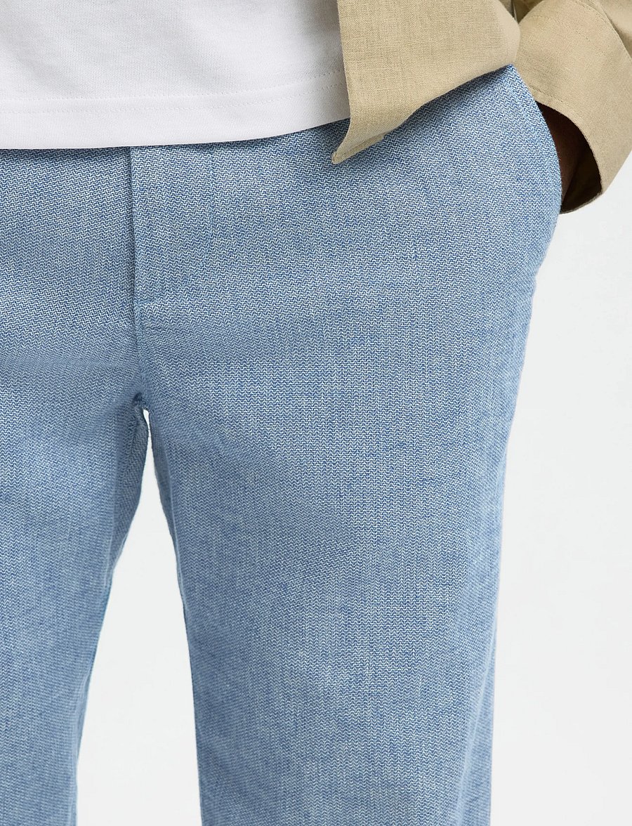 Selected - SLM172-SLIMTAPE BRODY LINEN BLD PNT NOOS - linnebyxor - cashmere blue - 4