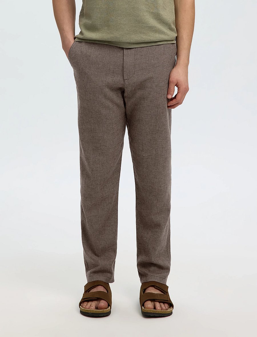 Selected - SLM172-SLIMTAPE BRODY LINEN BLD PNT NOOS - leinenhosen - chocolate torte - 0