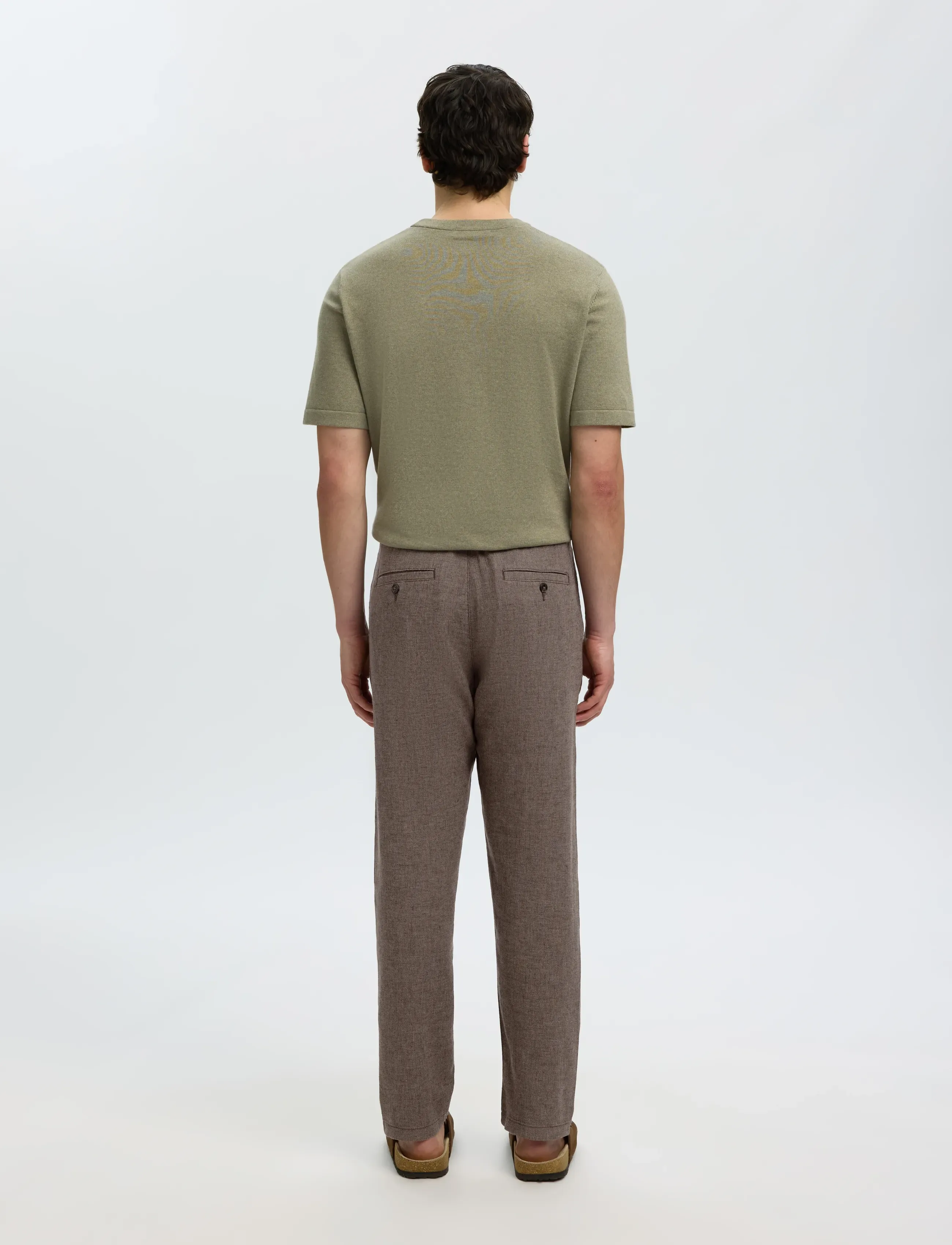 Selected - SLM172-SLIMTAPE BRODY LINEN BLD PNT NOOS - leinenhosen - chocolate torte - 2
