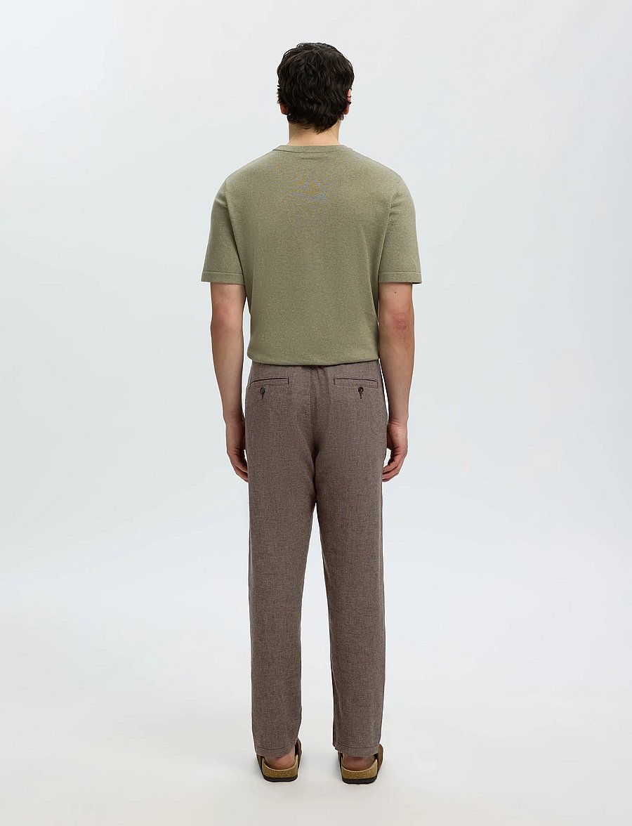 Selected - SLM172-SLIMTAPE BRODY LINEN BLD PNT NOOS - leinenhosen - chocolate torte - 2