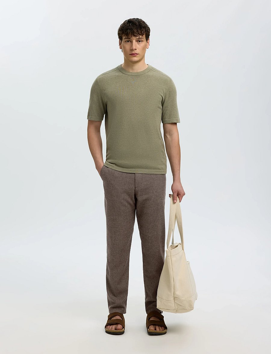 Selected - SLM172-SLIMTAPE BRODY LINEN BLD PNT NOOS - leinenhosen - chocolate torte - 3
