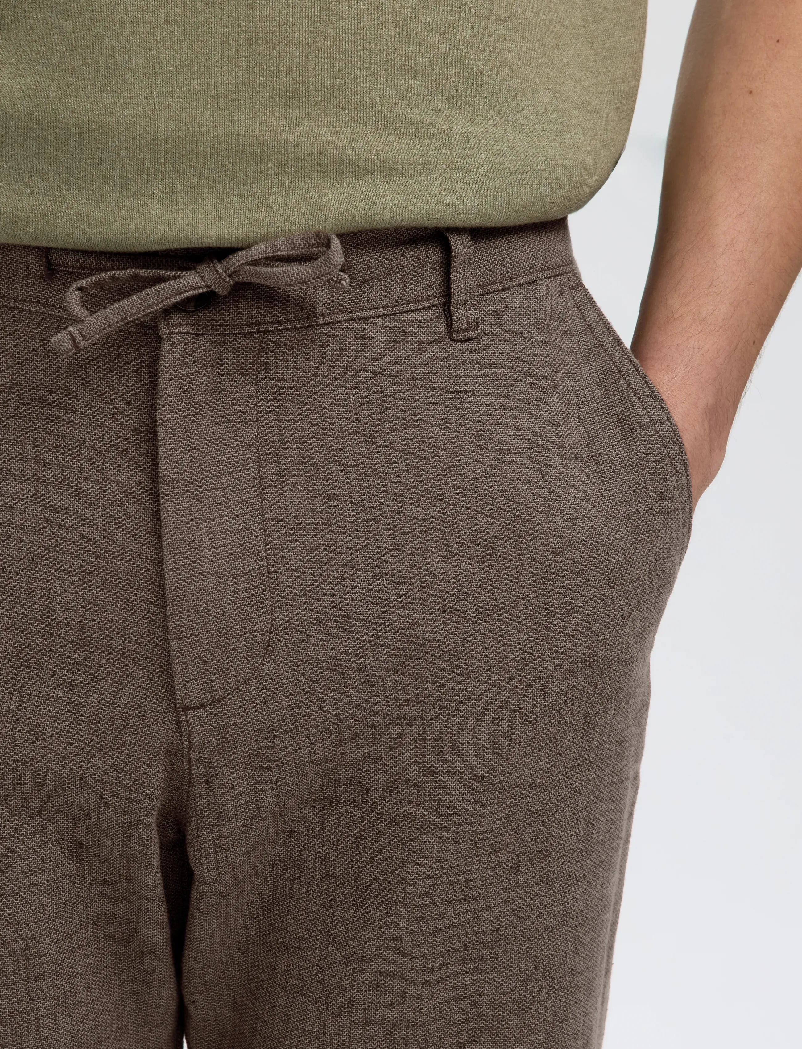 Selected - SLM172-SLIMTAPE BRODY LINEN BLD PNT NOOS - leinenhosen - chocolate torte - 4