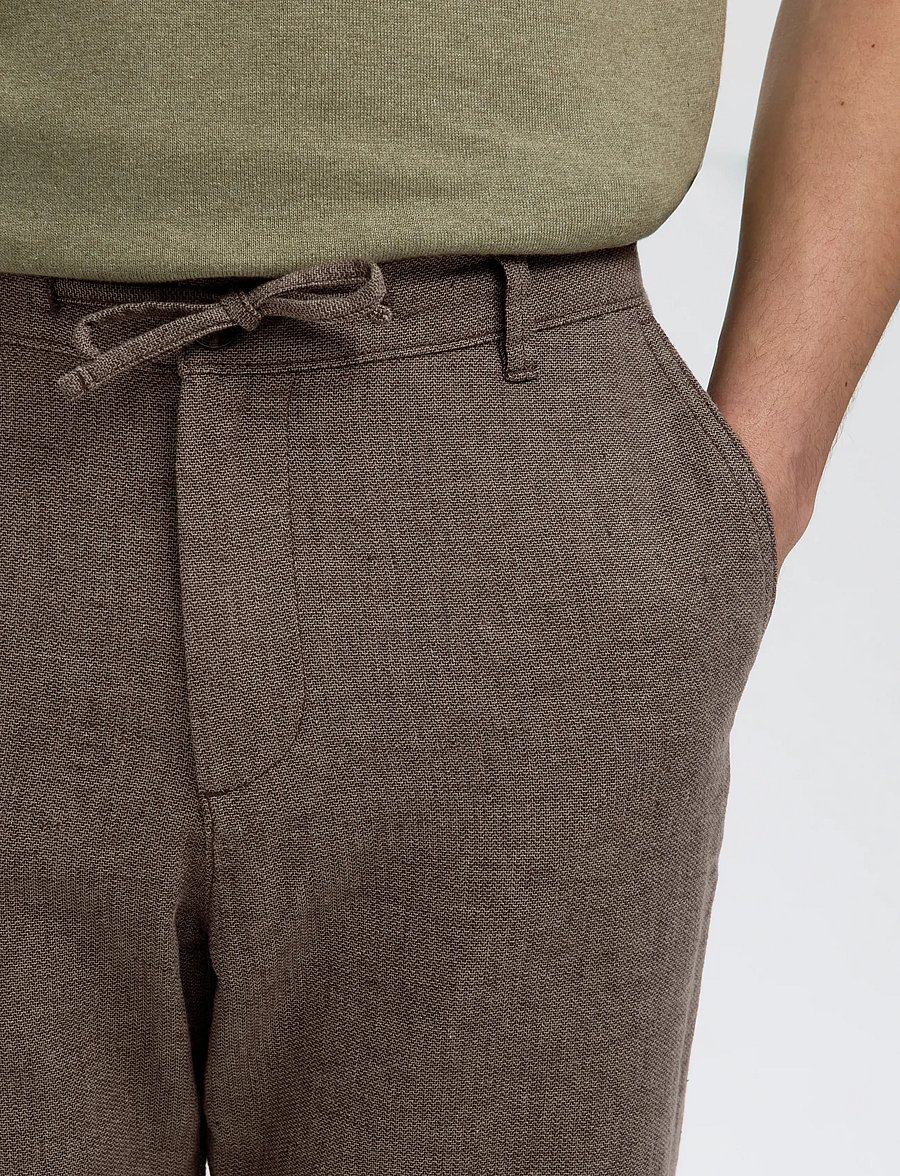 Selected - SLM172-SLIMTAPE BRODY LINEN BLD PNT NOOS - leinenhosen - chocolate torte - 4