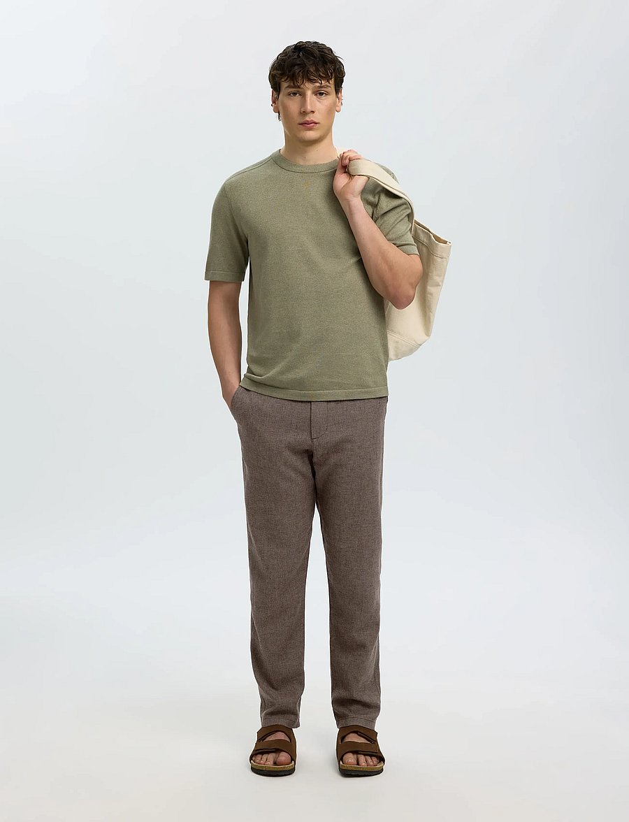 Selected - SLM172-SLIMTAPE BRODY LINEN BLD PNT NOOS - leinenhosen - chocolate torte - 5